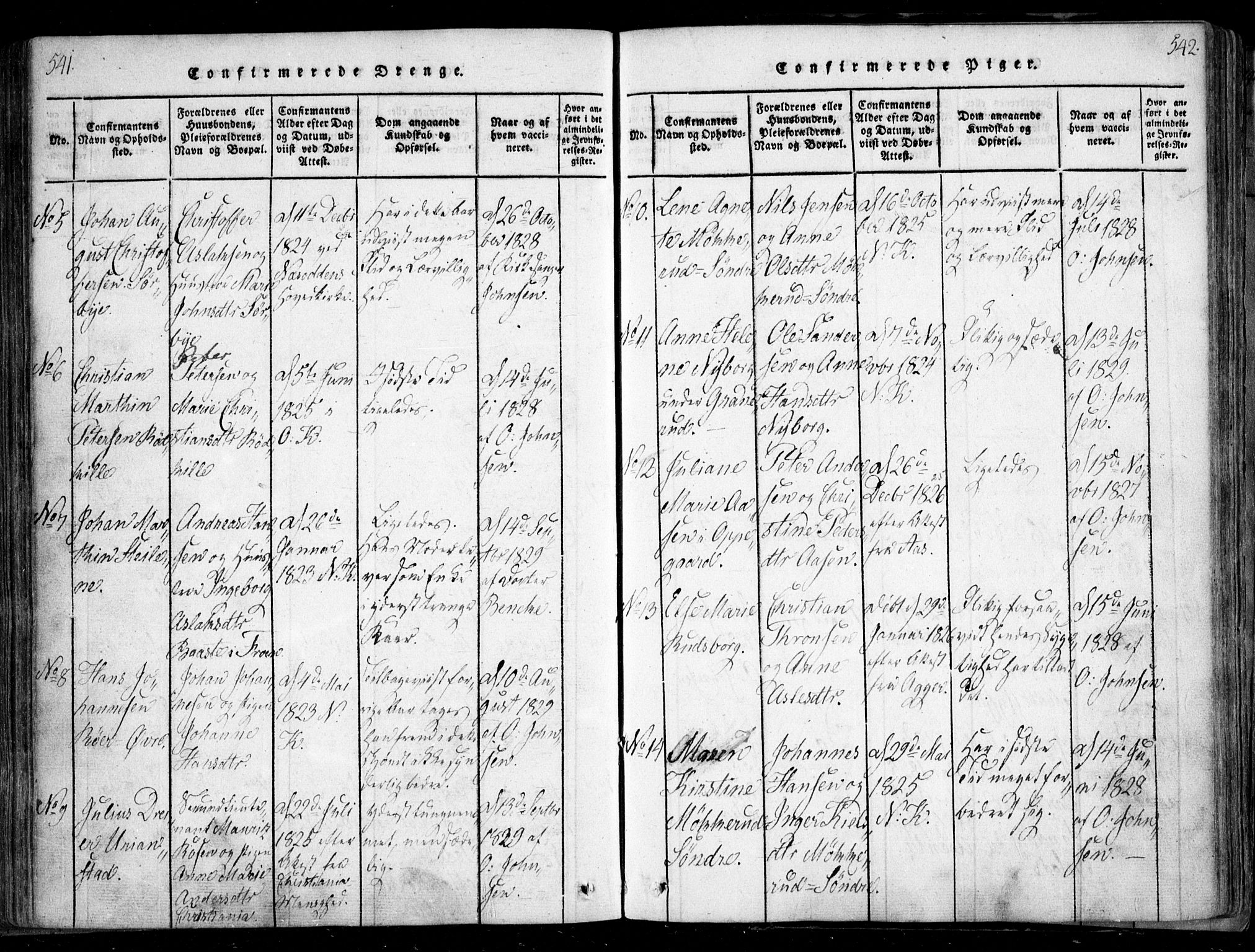 Nesodden prestekontor Kirkebøker, SAO/A-10013/F/Fa/L0006: Parish register (official) no. I 6, 1814-1847, p. 541-542