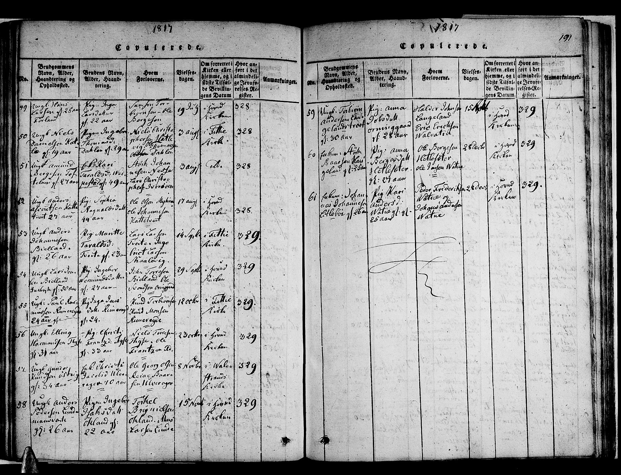 Stord sokneprestembete, AV/SAB-A-78201/H/Haa: Parish register (official) no. A 5, 1816-1825, p. 191