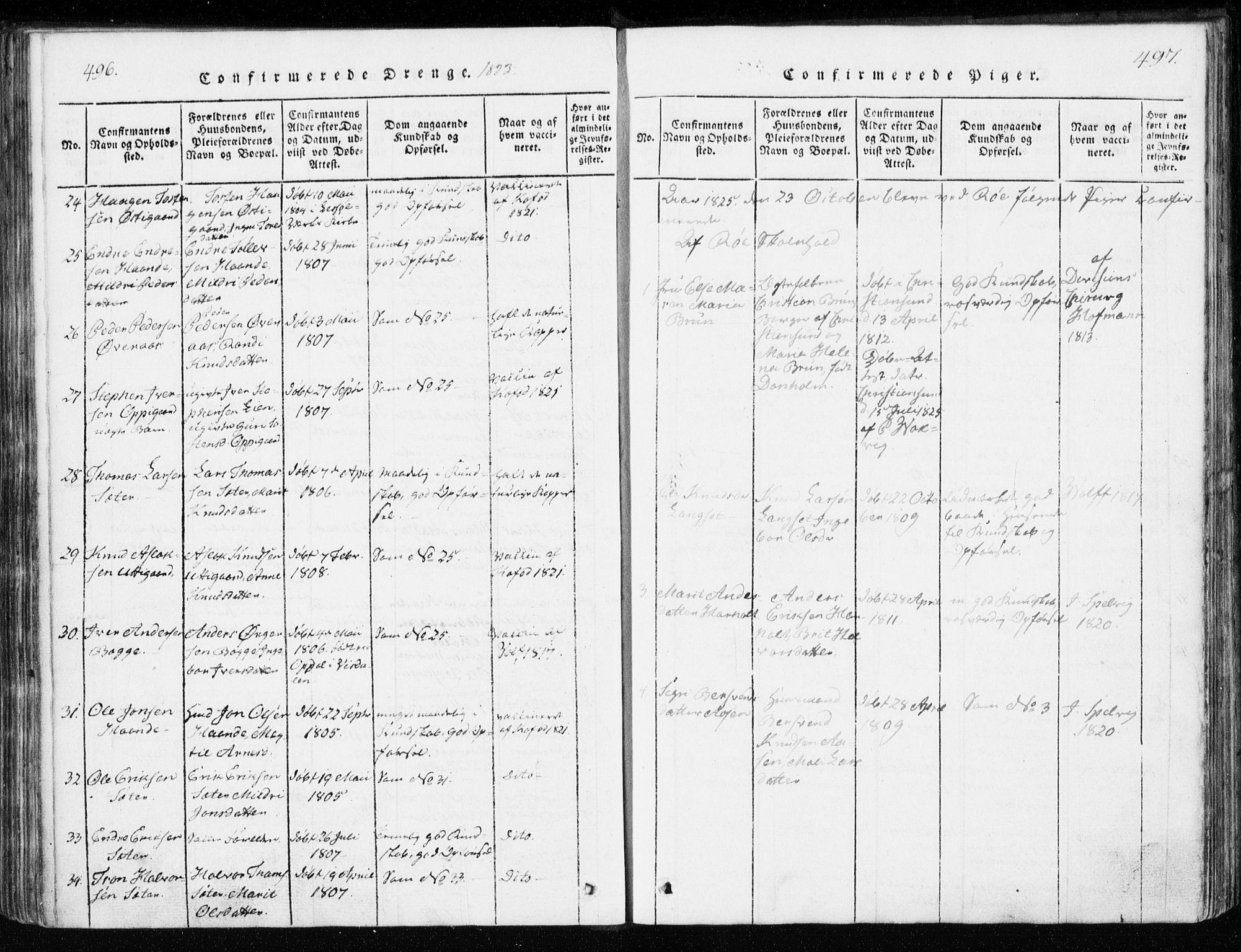 Ministerialprotokoller, klokkerbøker og fødselsregistre - Møre og Romsdal, AV/SAT-A-1454/551/L0623: Parish register (official) no. 551A03, 1818-1831, p. 496-497