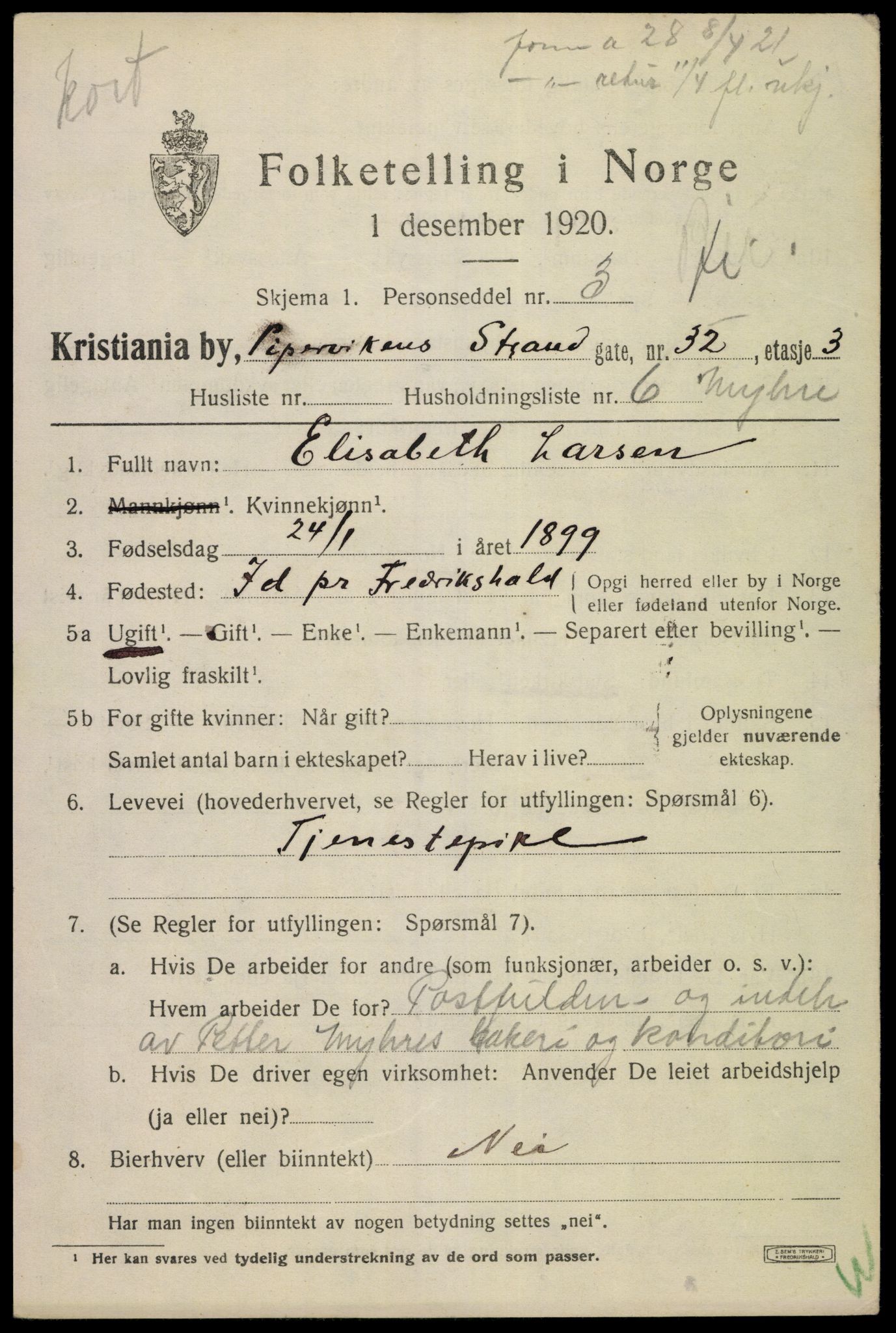 SAO, 1920 census for Kristiania, 1920, p. 551699