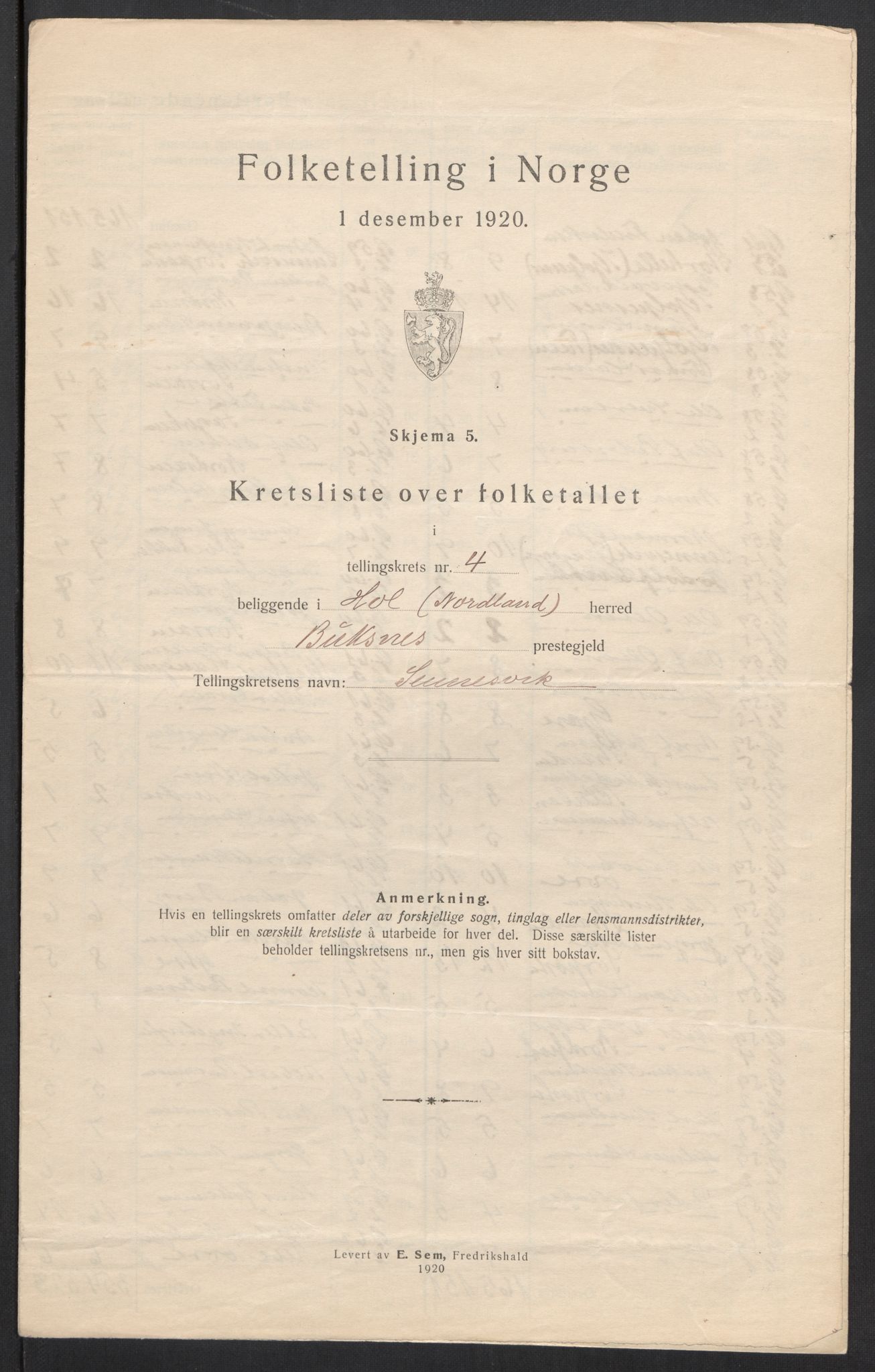 SAT, 1920 census for Hol, 1920, p. 18