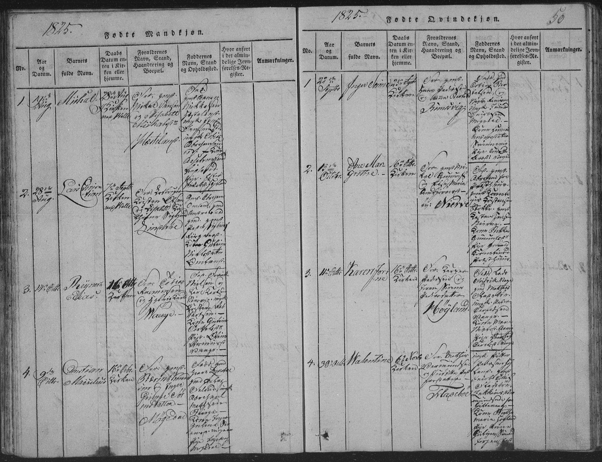 Sør-Audnedal sokneprestkontor, SAK/1111-0039/F/Fb/Fba/L0001: Parish register (copy) no. B 1, 1815-1850, p. 50