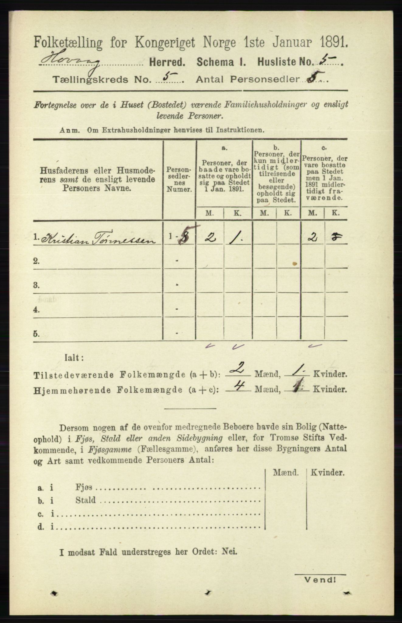 RA, 1891 census for 0927 Høvåg, 1891, p. 1790