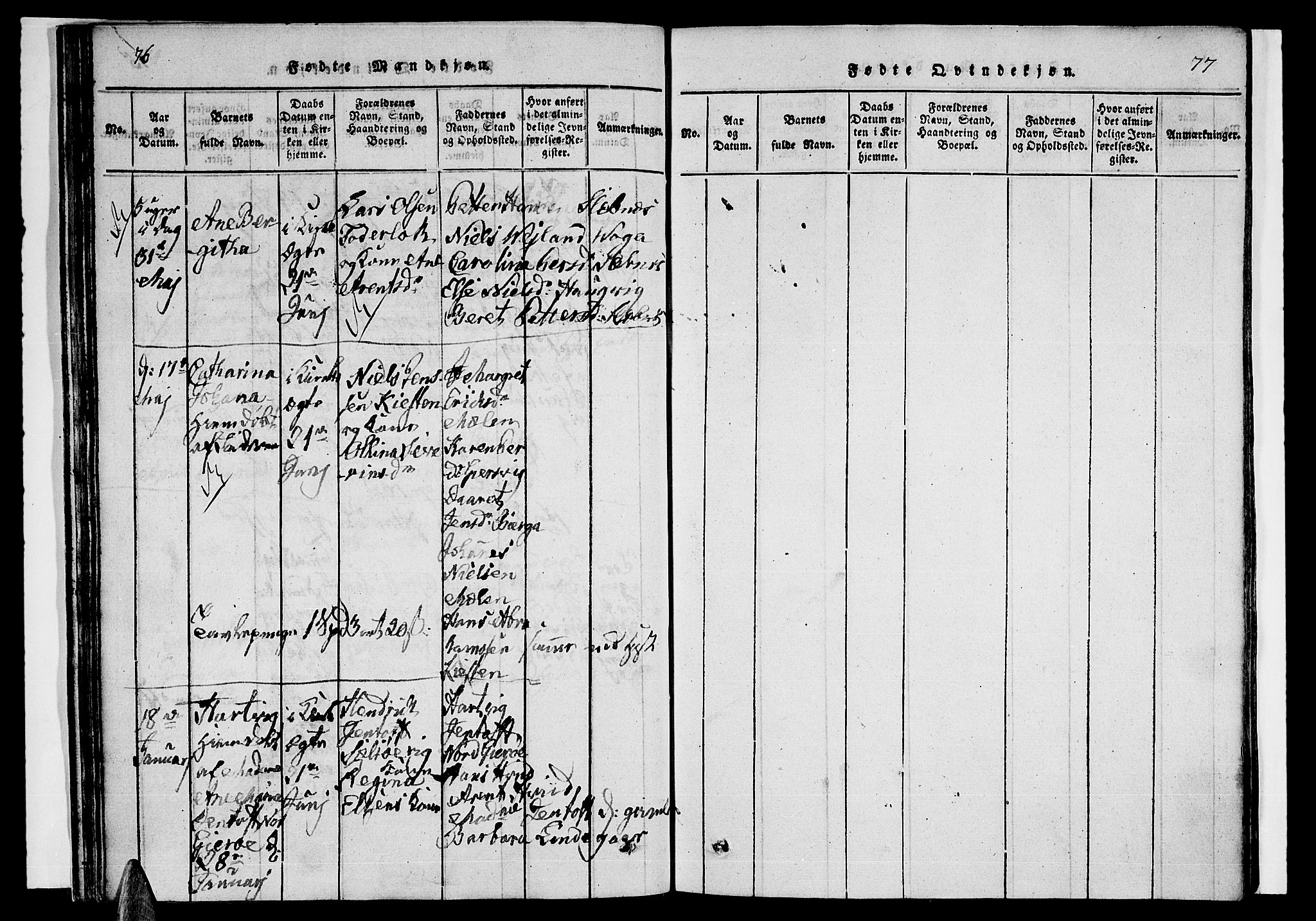 Ministerialprotokoller, klokkerbøker og fødselsregistre - Nordland, AV/SAT-A-1459/841/L0616: Parish register (copy) no. 841C01 /1, 1820-1832, p. 76-77