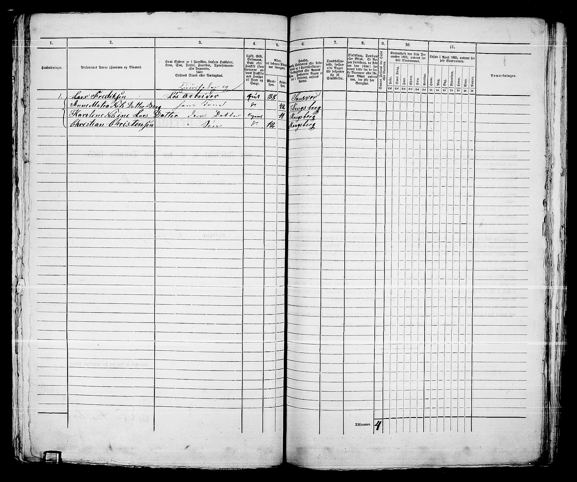 RA, 1865 census for Kongsberg/Kongsberg, 1865, p. 1267