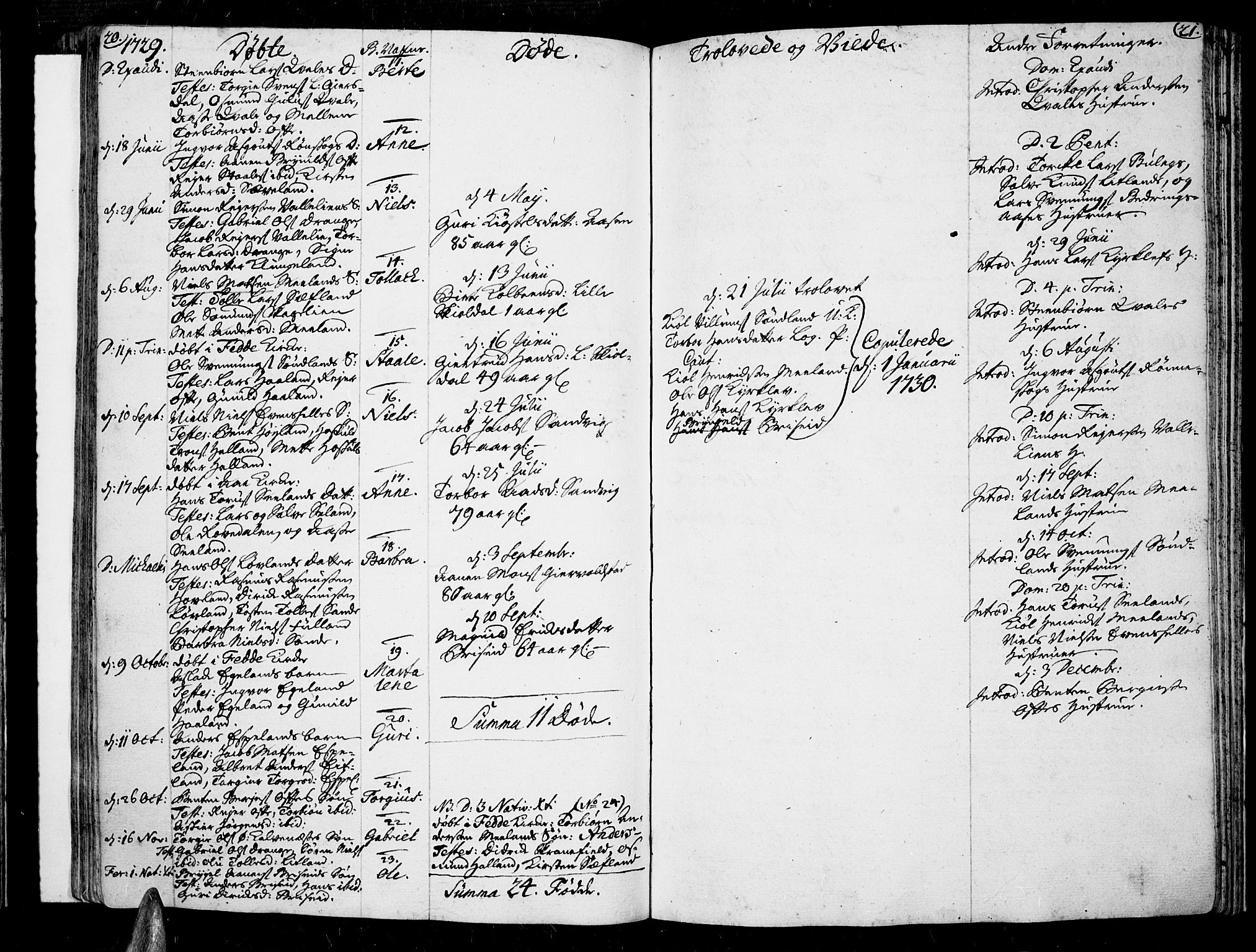 Lista sokneprestkontor, AV/SAK-1111-0027/F/Fa/L0002: Parish register (official) no. A 2 /2, 1726-1753, p. 20-21