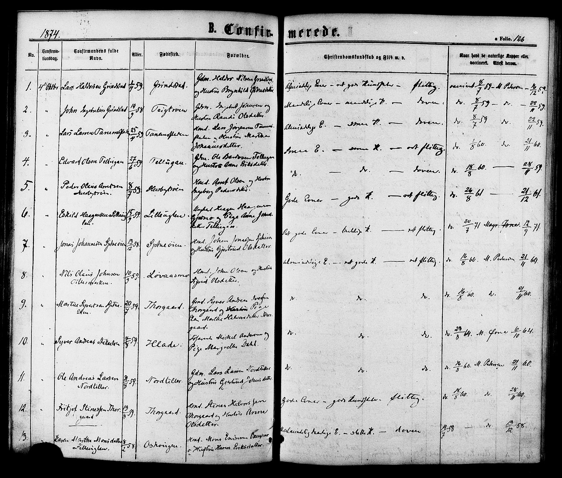 Ministerialprotokoller, klokkerbøker og fødselsregistre - Sør-Trøndelag, SAT/A-1456/618/L0442: Parish register (official) no. 618A06 /1, 1863-1879, p. 126