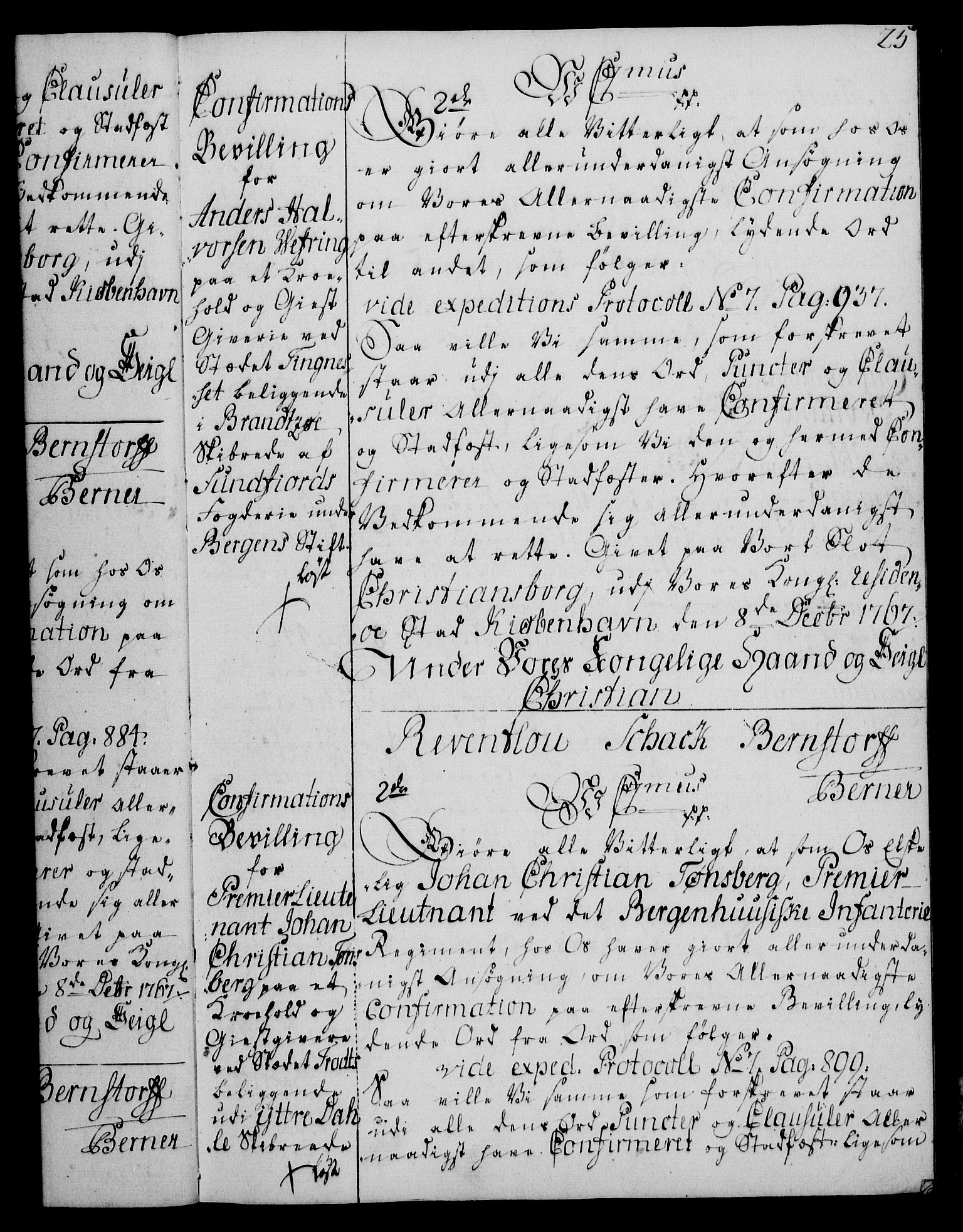 Rentekammeret, Kammerkanselliet, RA/EA-3111/G/Gg/Ggc/Ggca/L0002: Norsk konfirmasjonsekspedisjonsprotokoll med register (merket RK 53.24), 1766-1772, p. 25