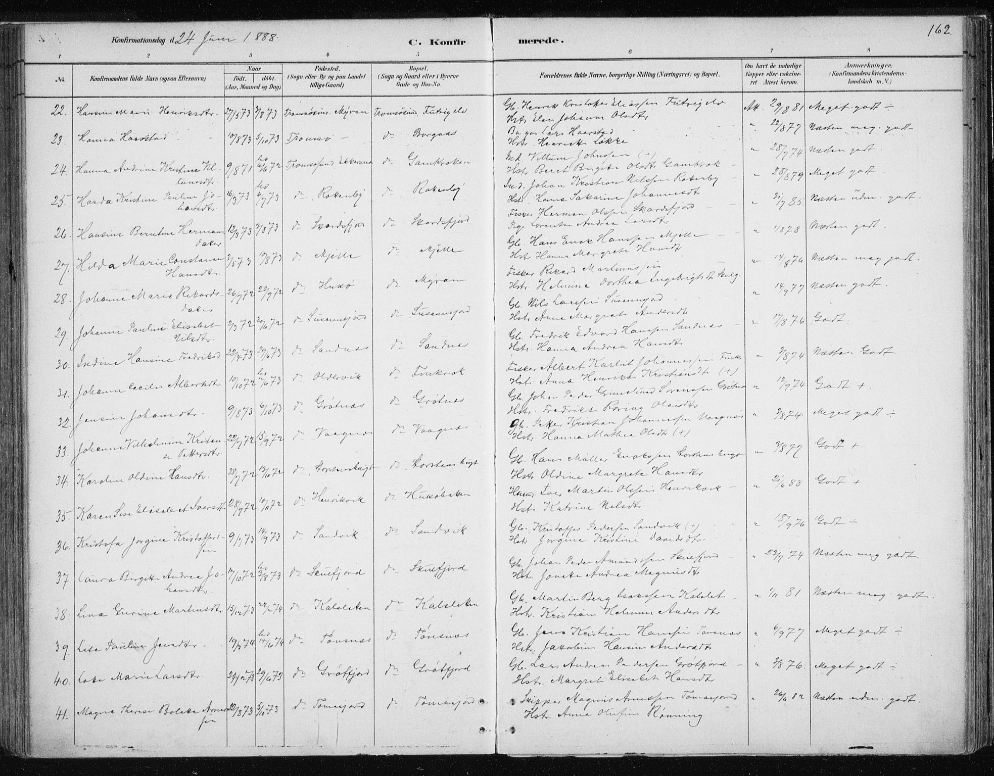 Tromsøysund sokneprestkontor, SATØ/S-1304/G/Ga/L0004kirke: Parish register (official) no. 4, 1880-1888, p. 162