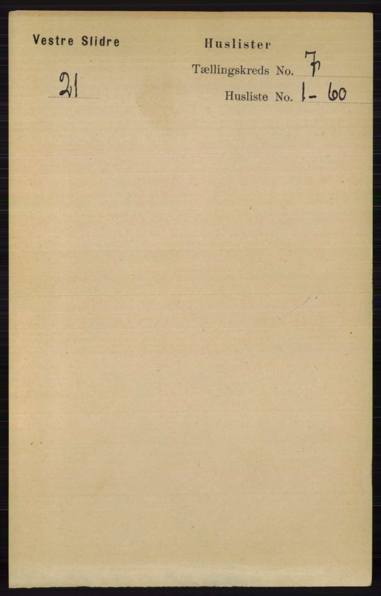 RA, 1891 census for 0543 Vestre Slidre, 1891, p. 2510