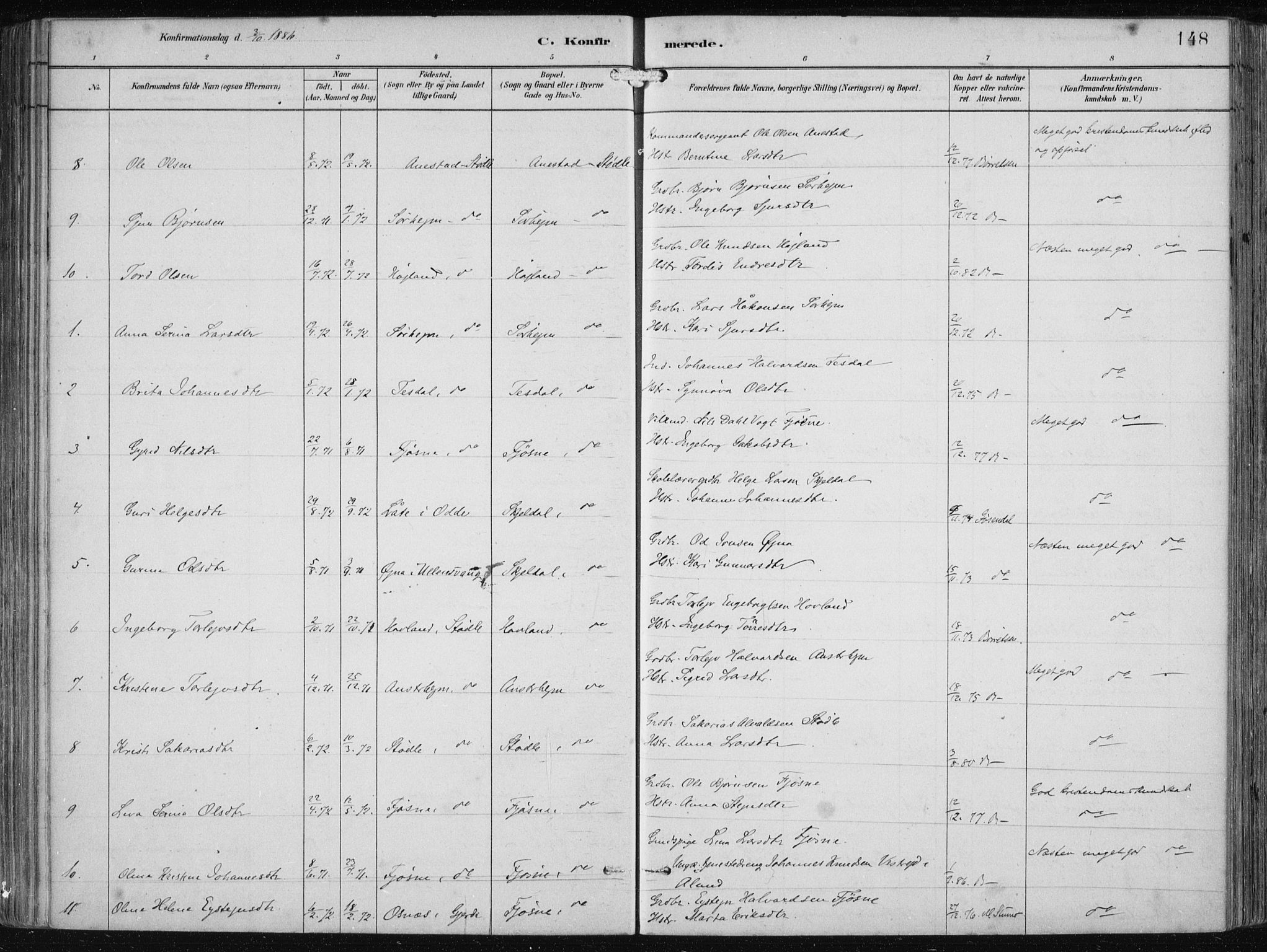 Etne sokneprestembete, AV/SAB-A-75001/H/Haa: Parish register (official) no. B  1, 1879-1919, p. 148