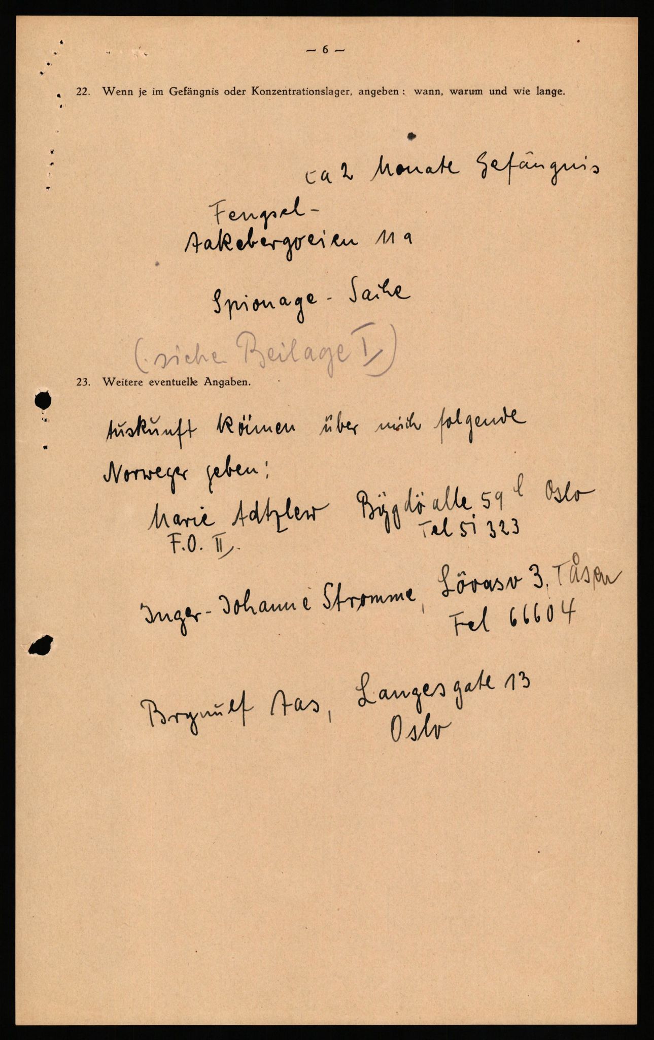 Forsvaret, Forsvarets overkommando II, AV/RA-RAFA-3915/D/Db/L0036: CI Questionaires. Tyske okkupasjonsstyrker i Norge. Tyskere., 1945-1946, p. 325