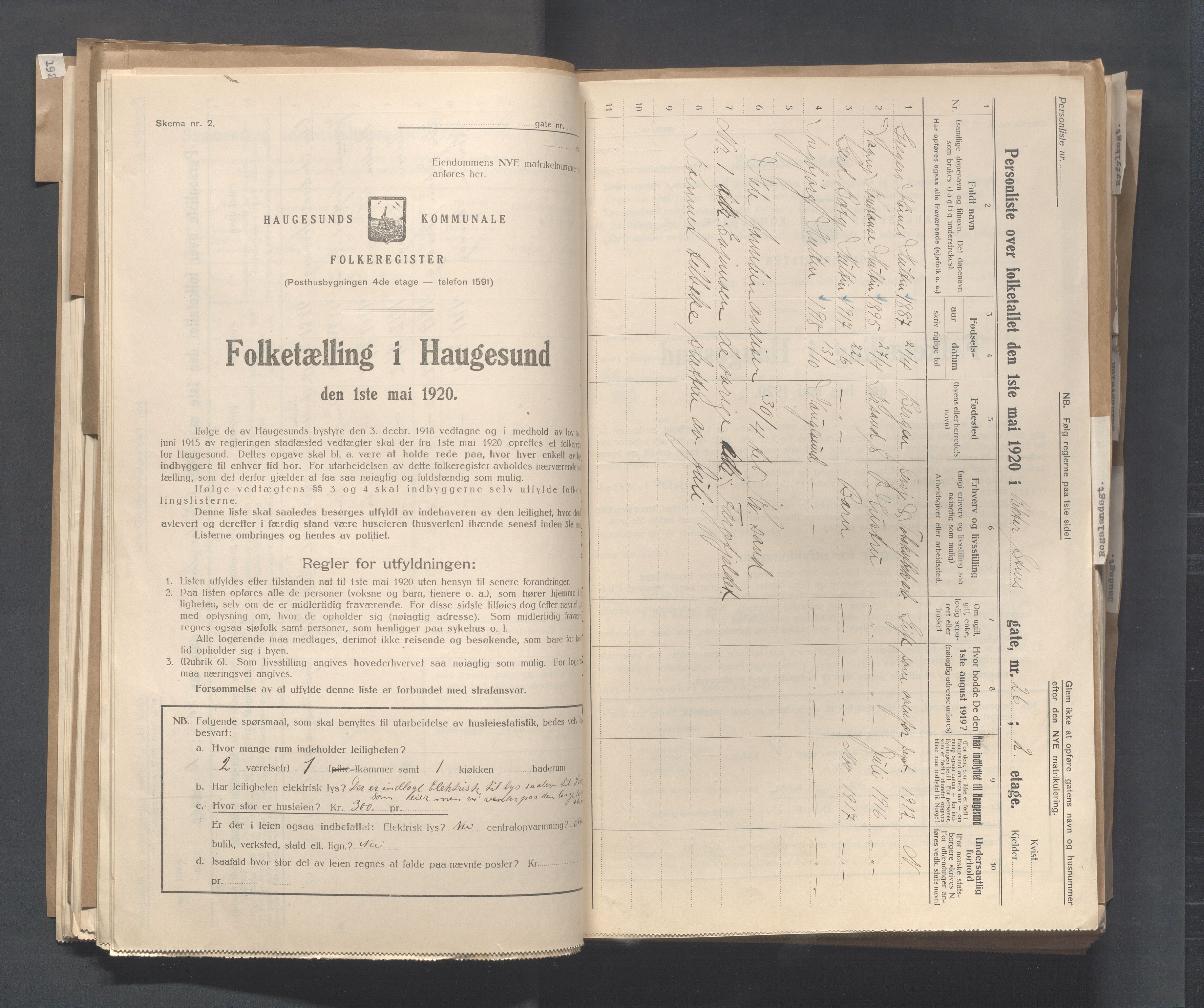 IKAR, Local census 1.5.1920 for Haugesund, 1920, p. 3095