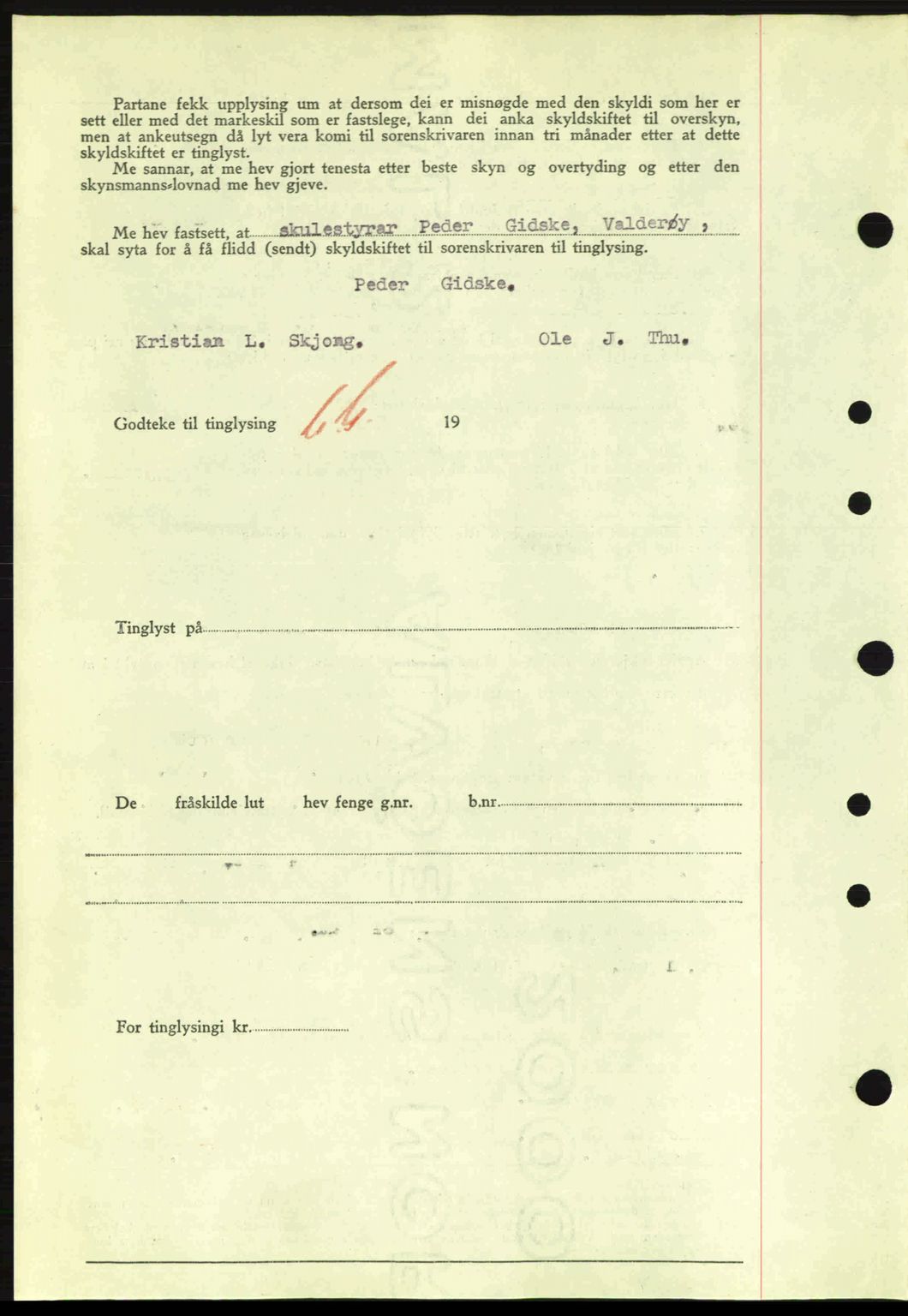 Nordre Sunnmøre sorenskriveri, AV/SAT-A-0006/1/2/2C/2Ca: Mortgage book no. A17, 1943-1944, Diary no: : 576/1944