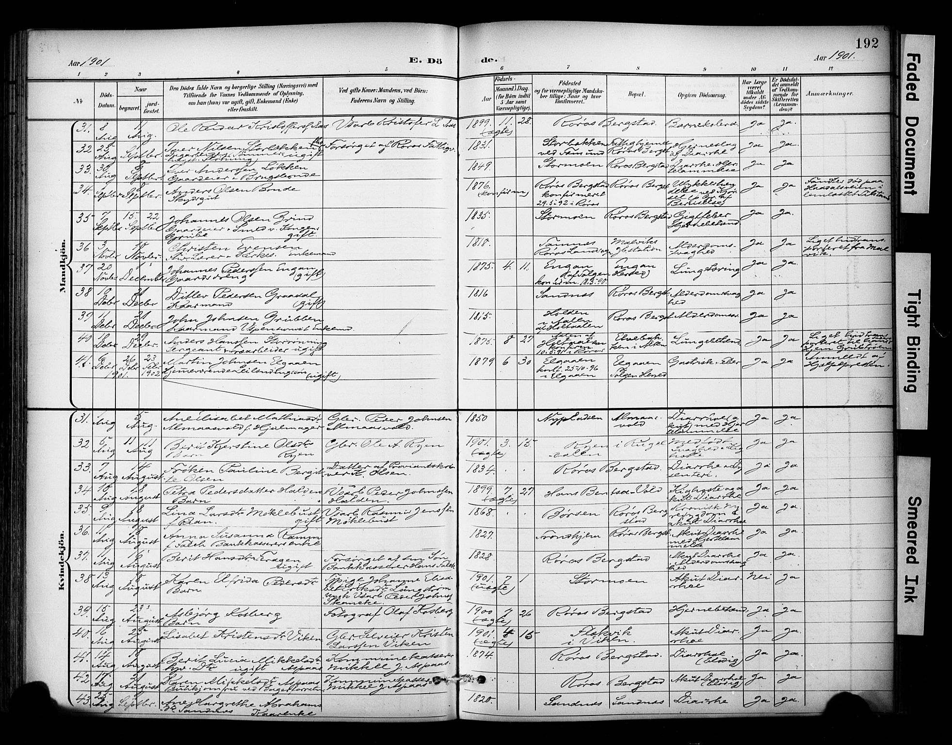 Ministerialprotokoller, klokkerbøker og fødselsregistre - Sør-Trøndelag, AV/SAT-A-1456/681/L0936: Parish register (official) no. 681A14, 1899-1908, p. 192