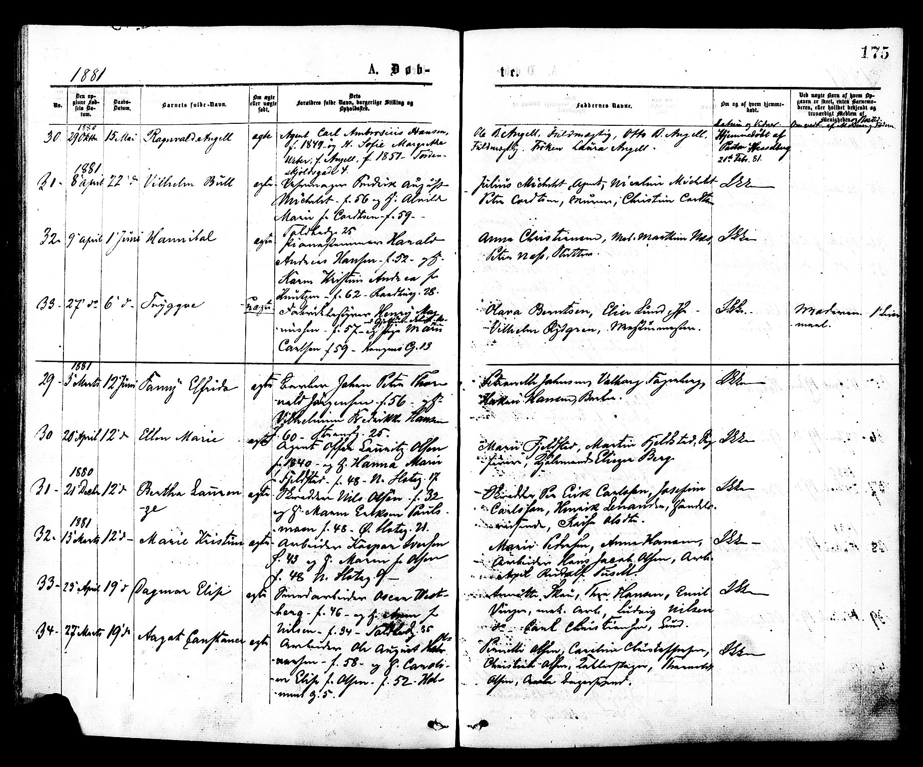 Johannes prestekontor Kirkebøker, AV/SAO-A-10852/F/Fa/L0001: Parish register (official) no. 1, 1875-1881, p. 175