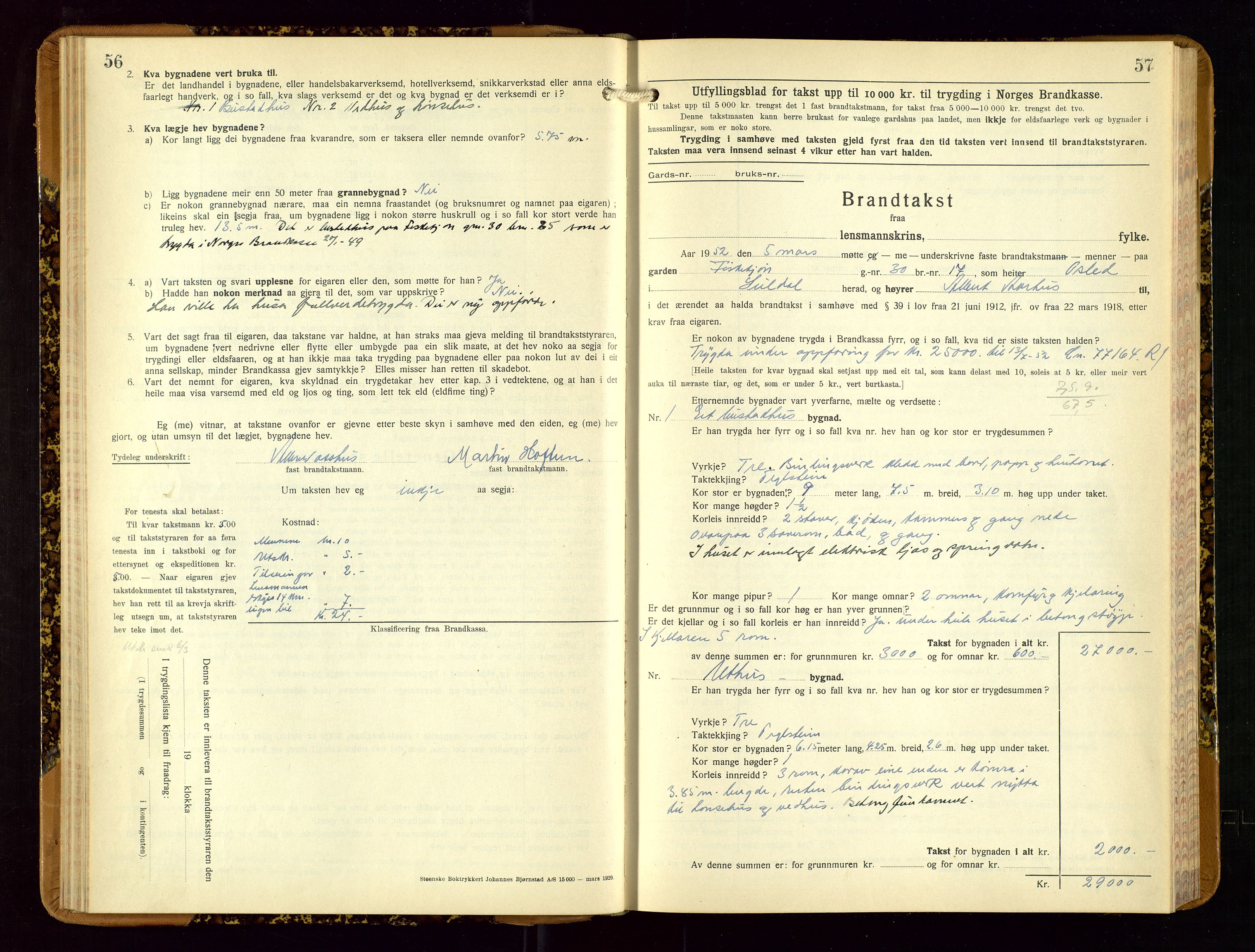 Suldal lensmannskontor, AV/SAST-A-100419/Gob/L0003: Branntakstprotokoll, 1924-1955, p. 56-57