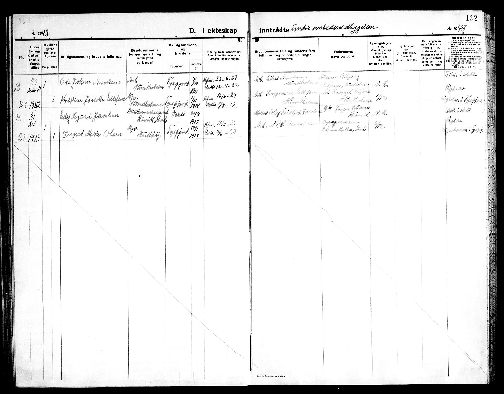 Ministerialprotokoller, klokkerbøker og fødselsregistre - Nordland, AV/SAT-A-1459/861/L0881: Parish register (copy) no. 861C07, 1938-1945, p. 132