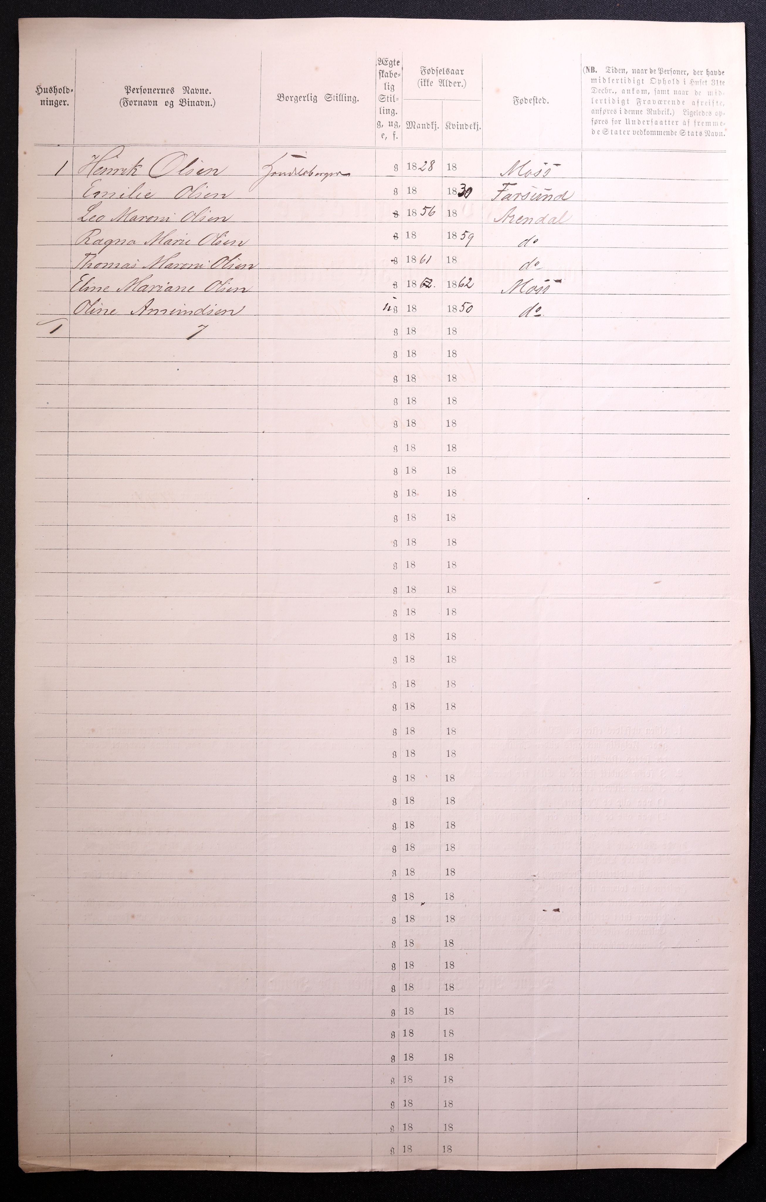 RA, 1870 census for 0104 Moss, 1870, p. 482