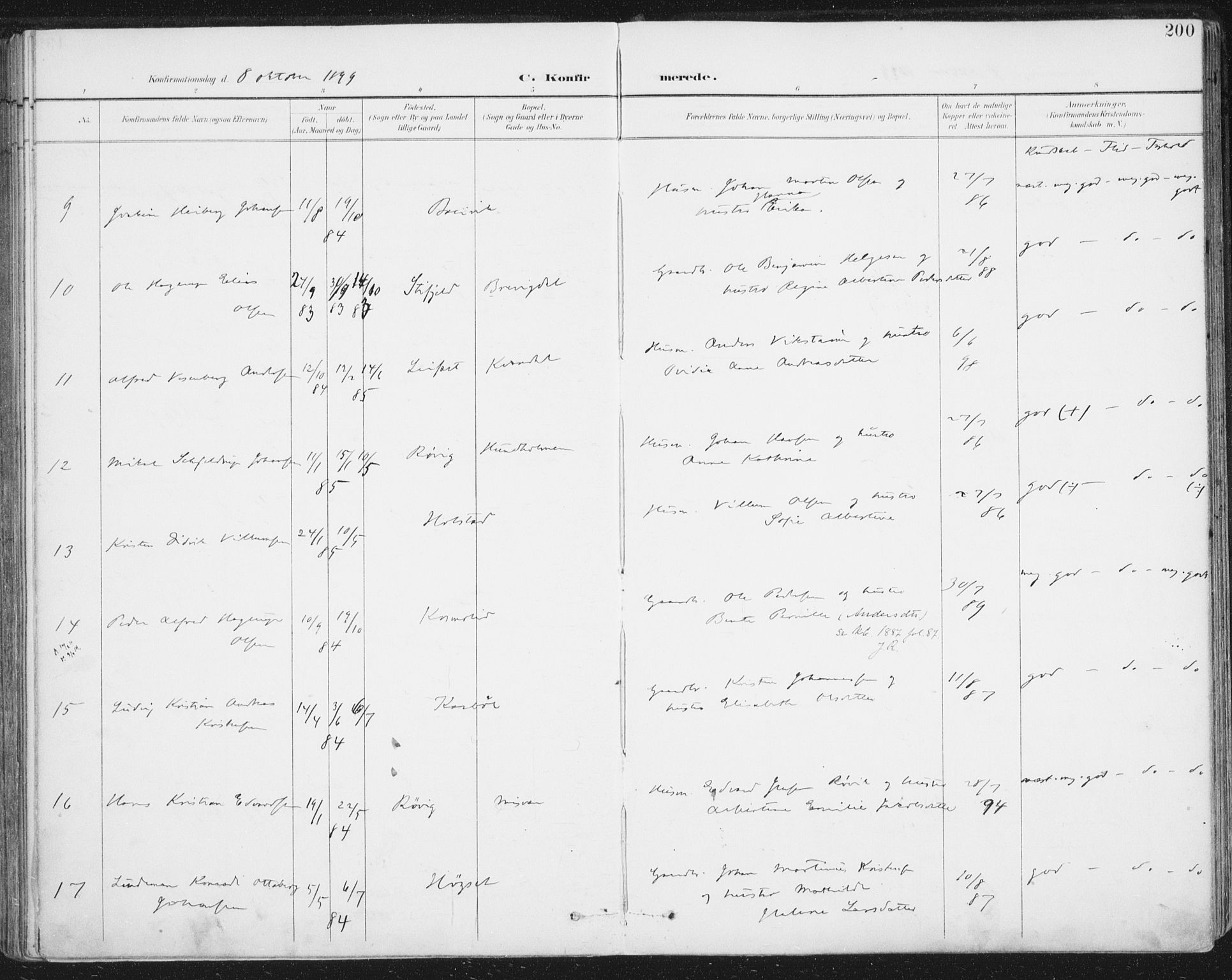 Ministerialprotokoller, klokkerbøker og fødselsregistre - Nordland, AV/SAT-A-1459/852/L0741: Parish register (official) no. 852A11, 1894-1917, p. 200