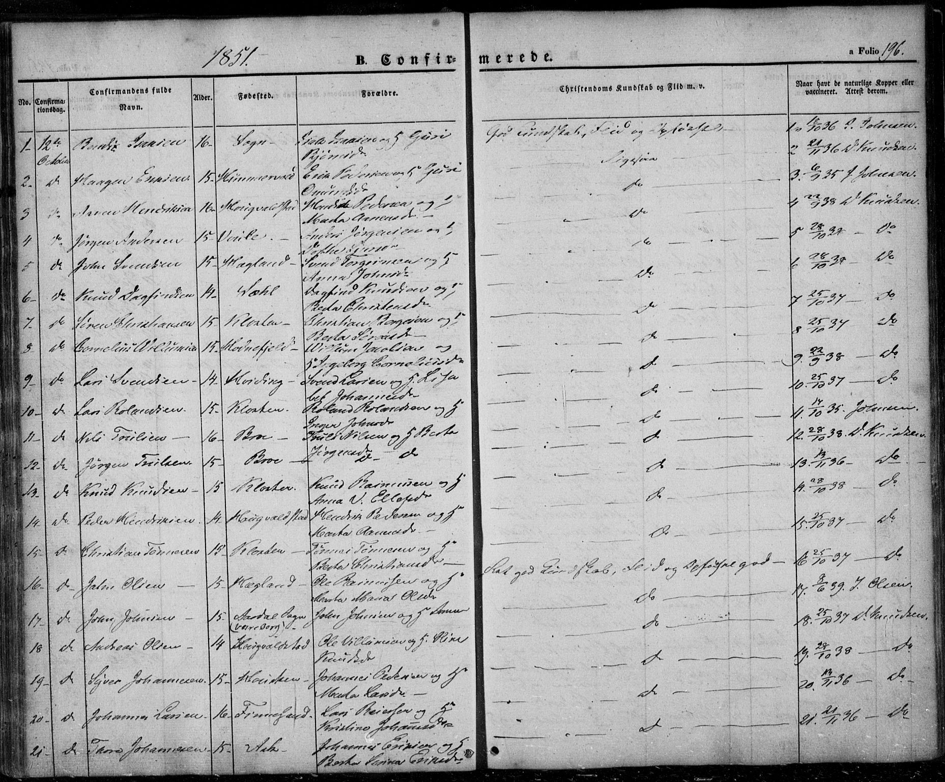 Rennesøy sokneprestkontor, AV/SAST-A -101827/H/Ha/Haa/L0005: Parish register (official) no. A 5, 1838-1859, p. 196