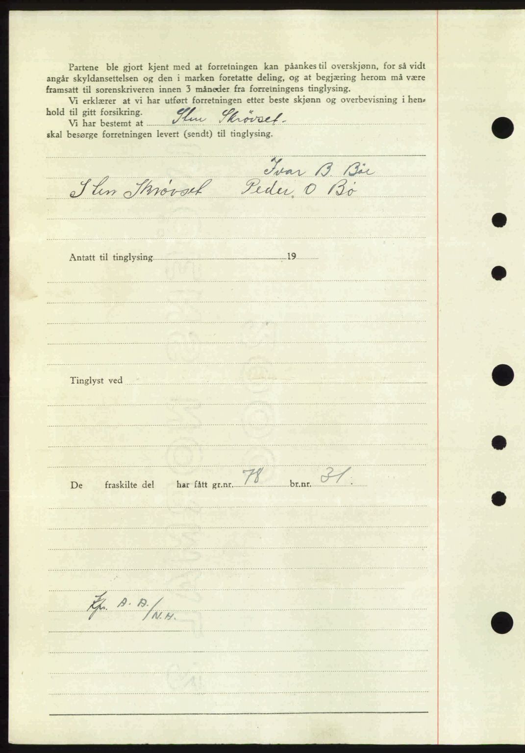 Nordmøre sorenskriveri, AV/SAT-A-4132/1/2/2Ca: Mortgage book no. A103, 1946-1947, Diary no: : 92/1947