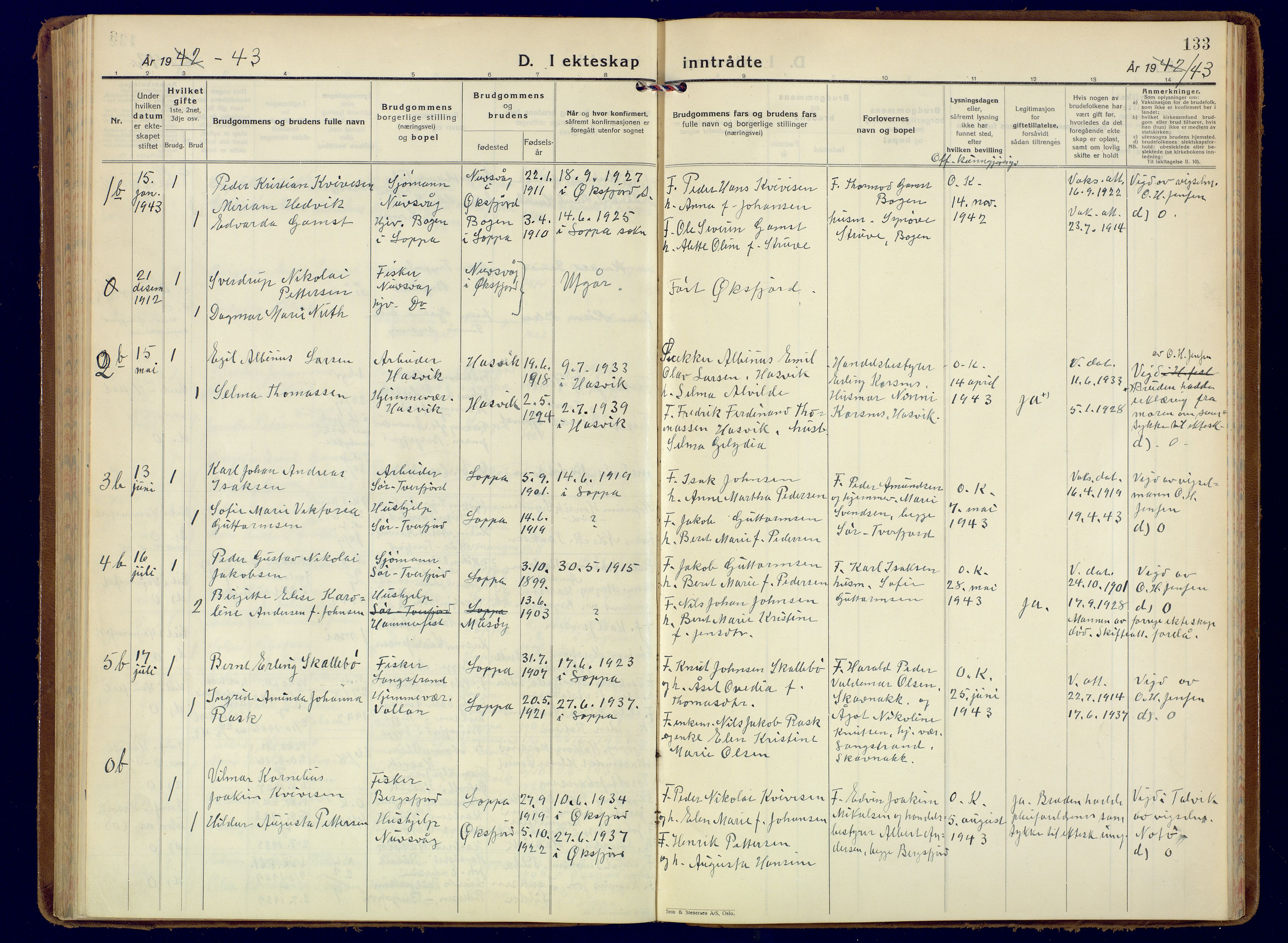 Loppa sokneprestkontor, SATØ/S-1339/H/Ha/L0014kirke: Parish register (official) no. 14, 1933-1942, p. 133