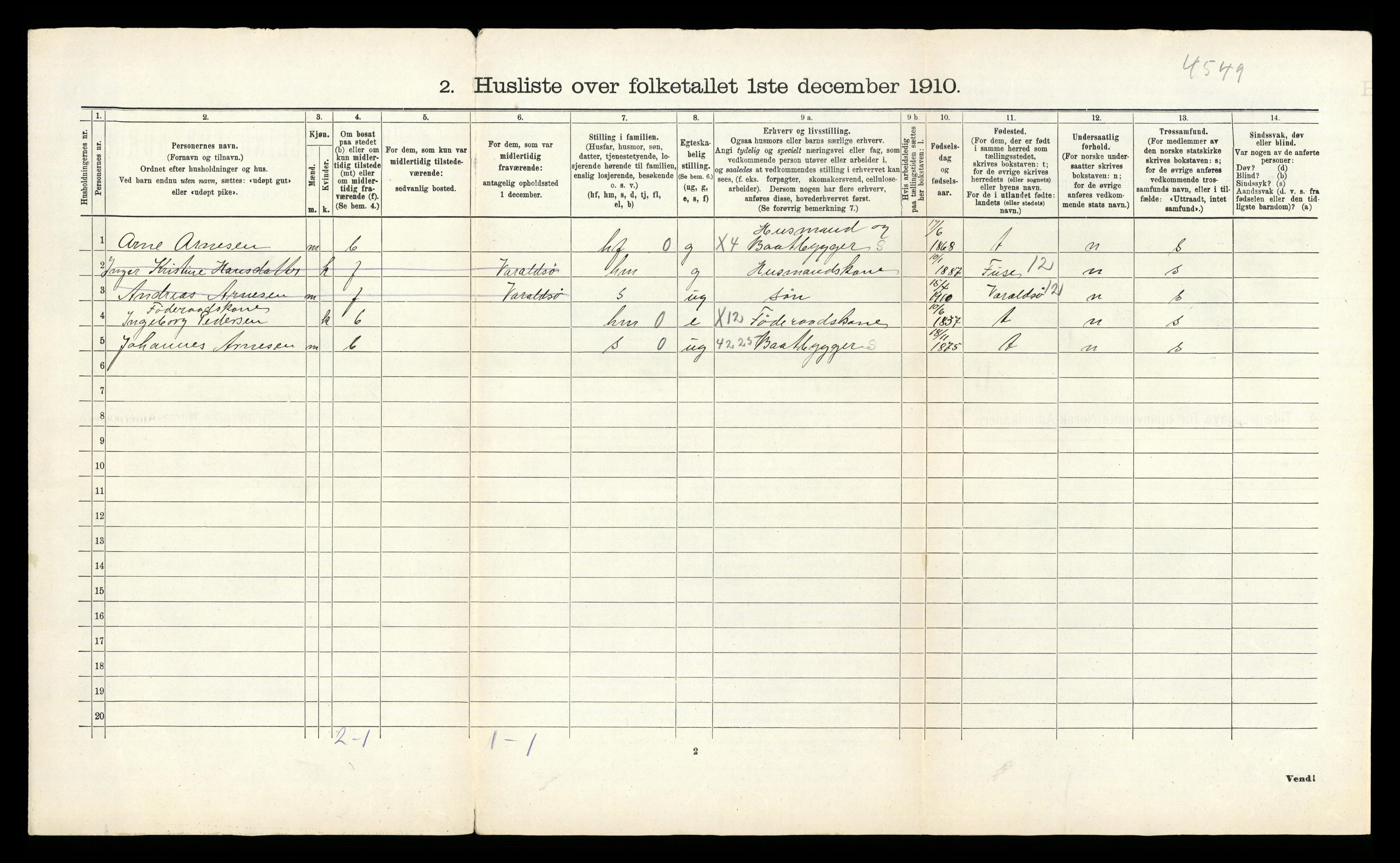 RA, 1910 census for Strandebarm, 1910, p. 33