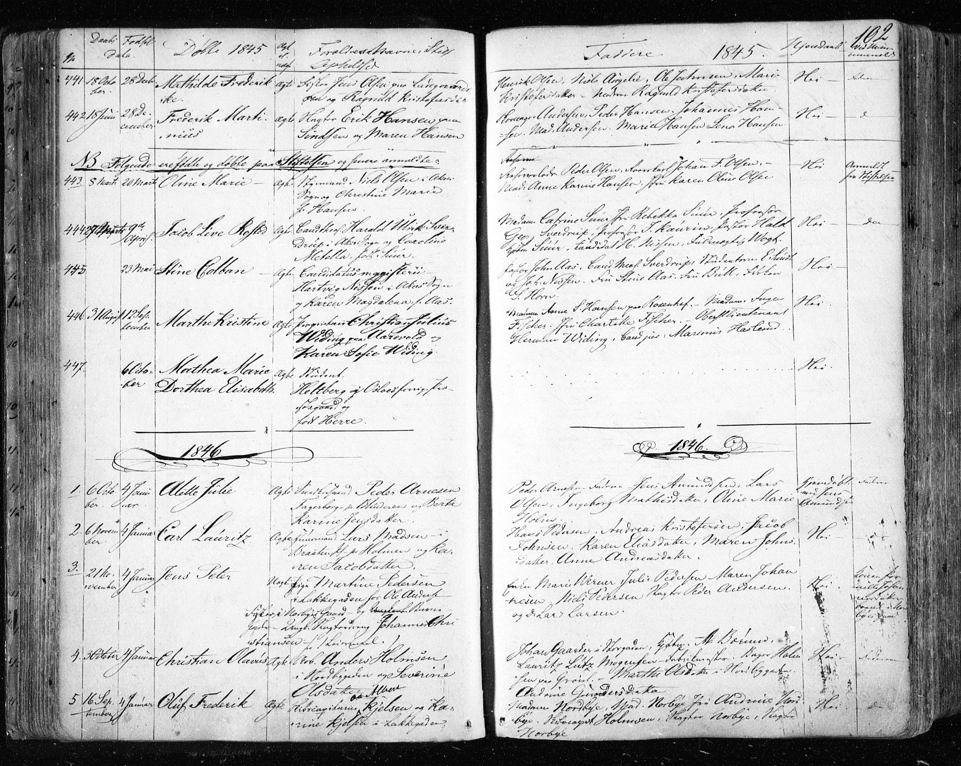 Aker prestekontor kirkebøker, SAO/A-10861/F/L0019: Parish register (official) no. 19, 1842-1852, p. 102