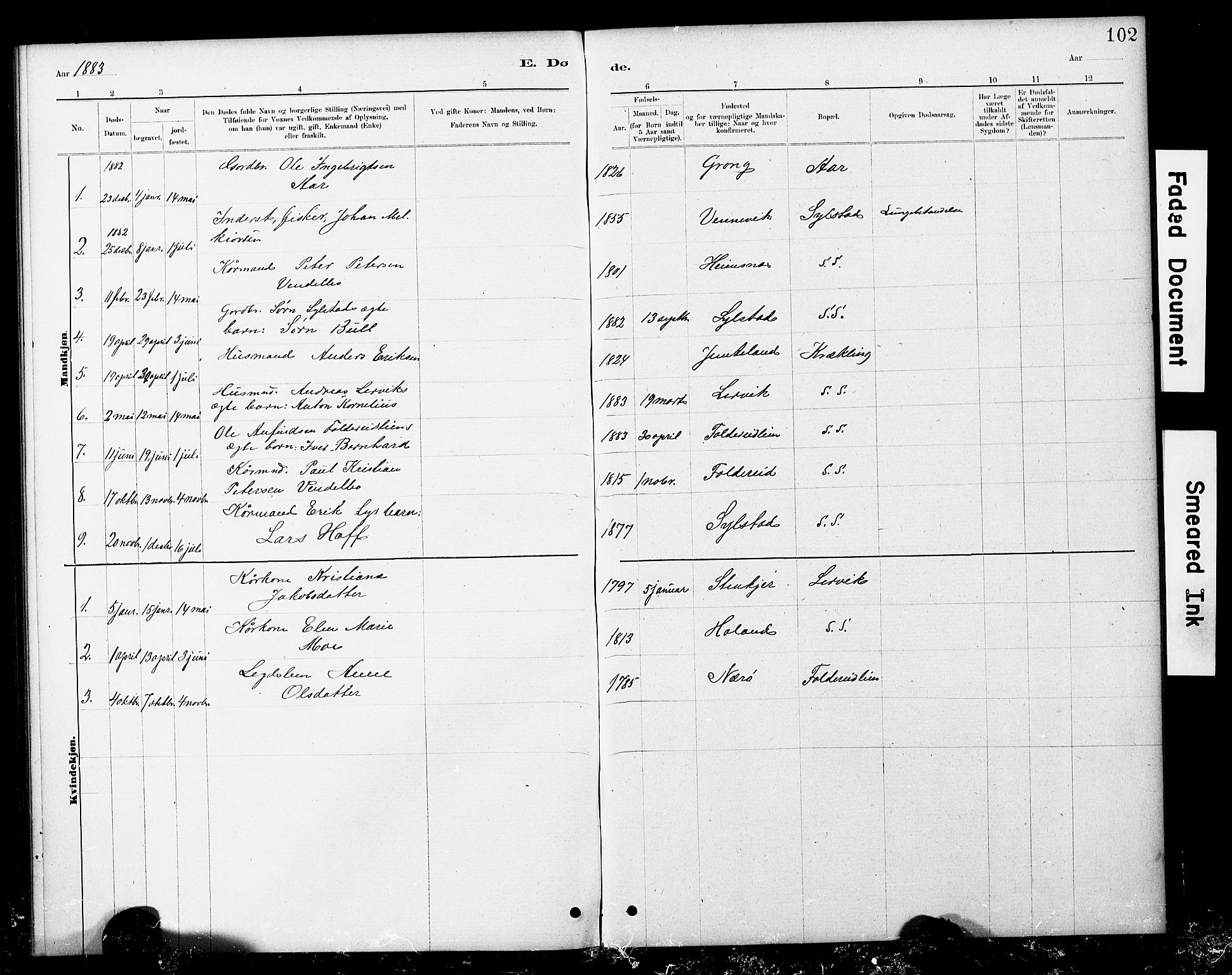 Ministerialprotokoller, klokkerbøker og fødselsregistre - Nord-Trøndelag, SAT/A-1458/783/L0661: Parish register (copy) no. 783C01, 1878-1893, p. 102