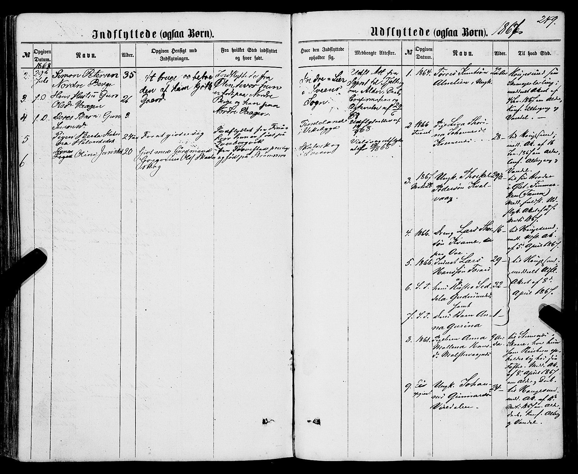Sveio Sokneprestembete, SAB/A-78501/H/Haa: Parish register (official) no. A 1, 1861-1877, p. 249