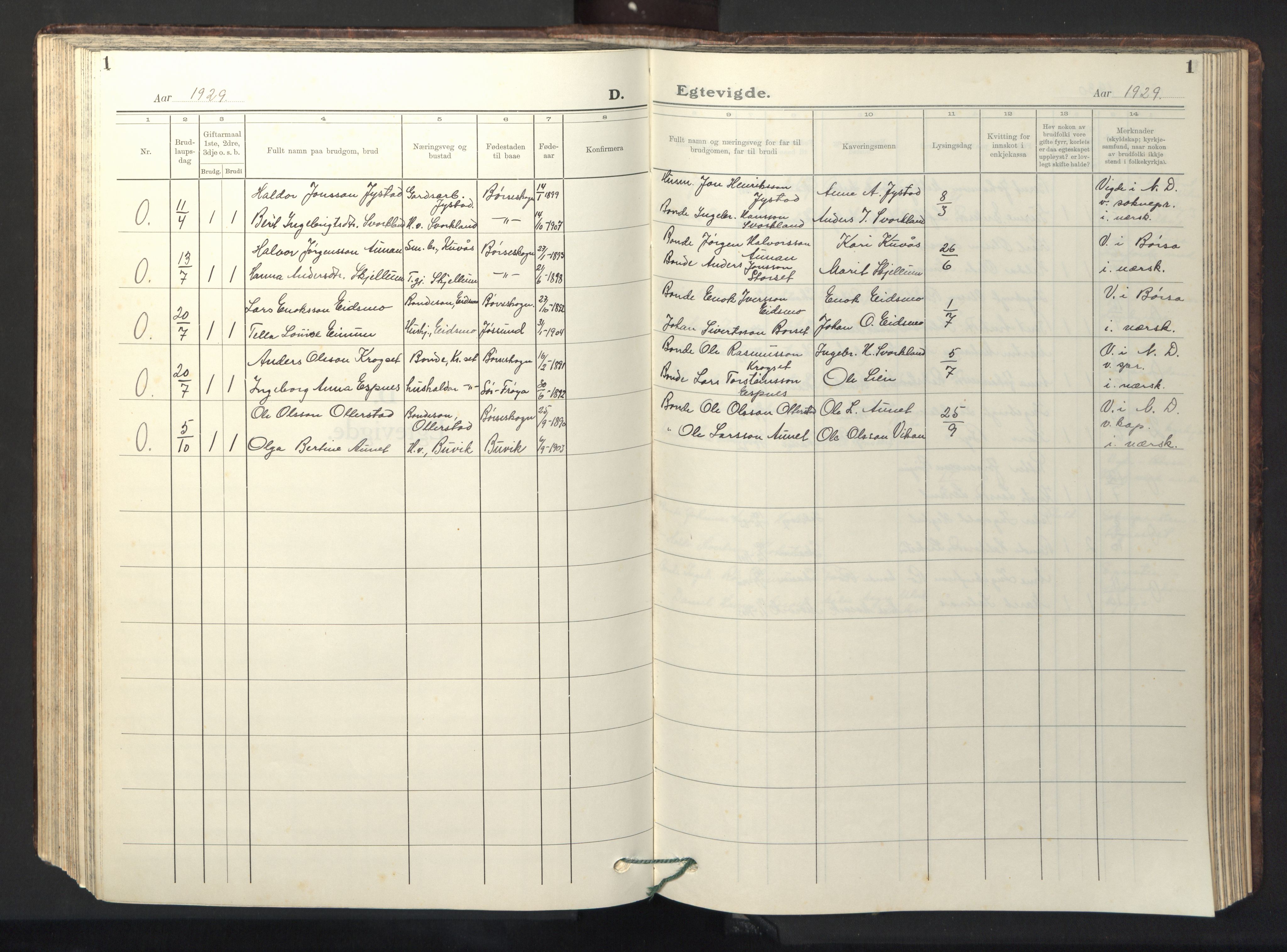 Ministerialprotokoller, klokkerbøker og fødselsregistre - Sør-Trøndelag, SAT/A-1456/667/L0799: Parish register (copy) no. 667C04, 1929-1950, p. 1