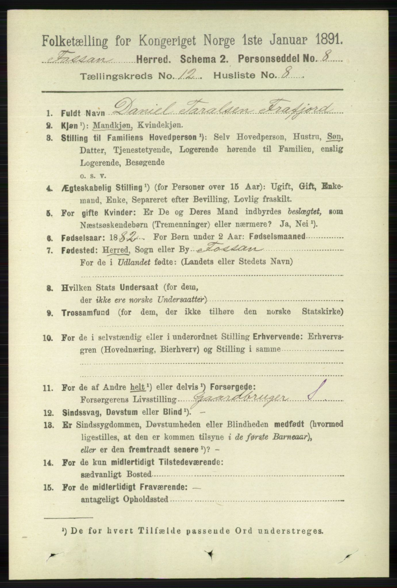 RA, 1891 census for 1129 Forsand, 1891, p. 1994