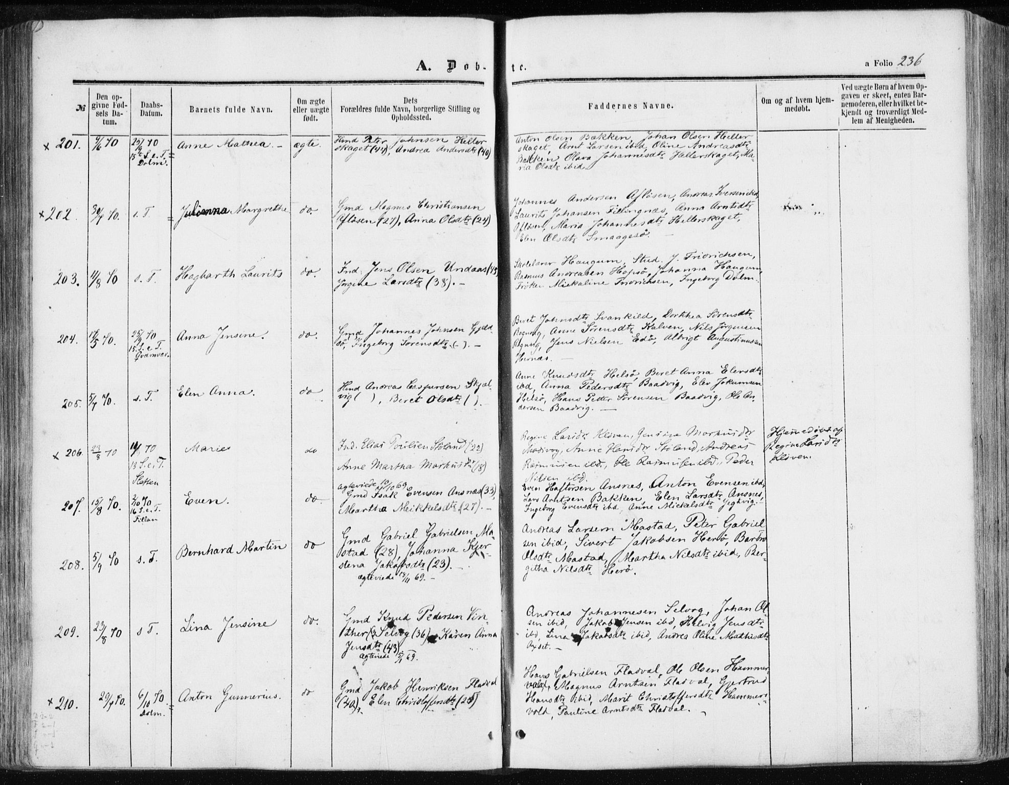 Ministerialprotokoller, klokkerbøker og fødselsregistre - Sør-Trøndelag, SAT/A-1456/634/L0531: Parish register (official) no. 634A07, 1861-1870, p. 236