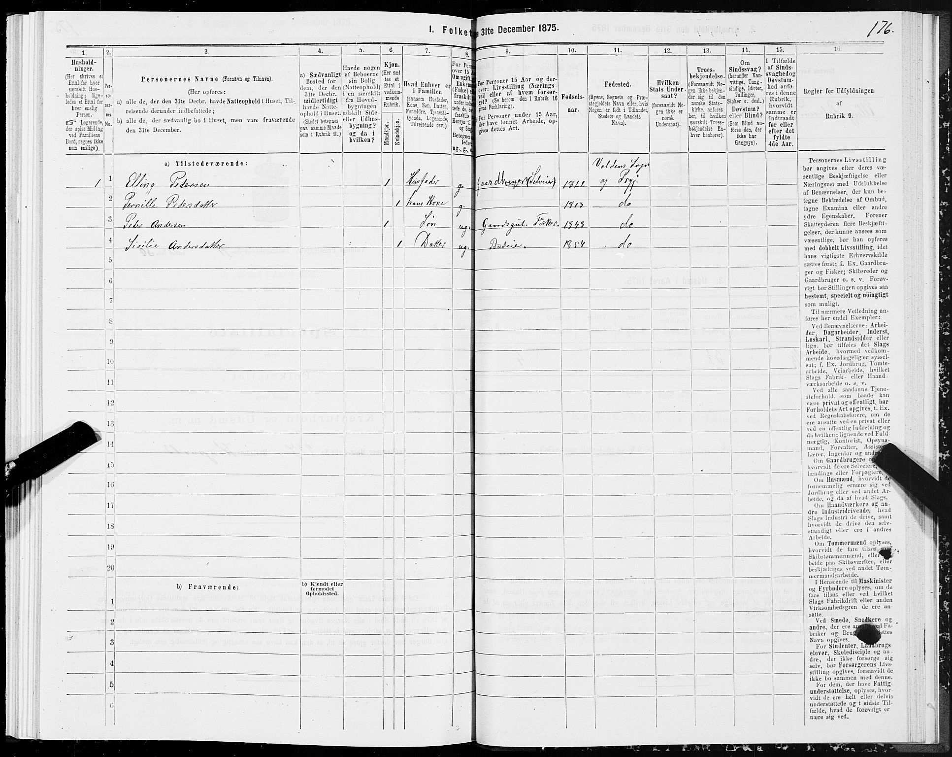 SAT, 1875 census for 1519P Volda, 1875, p. 6176