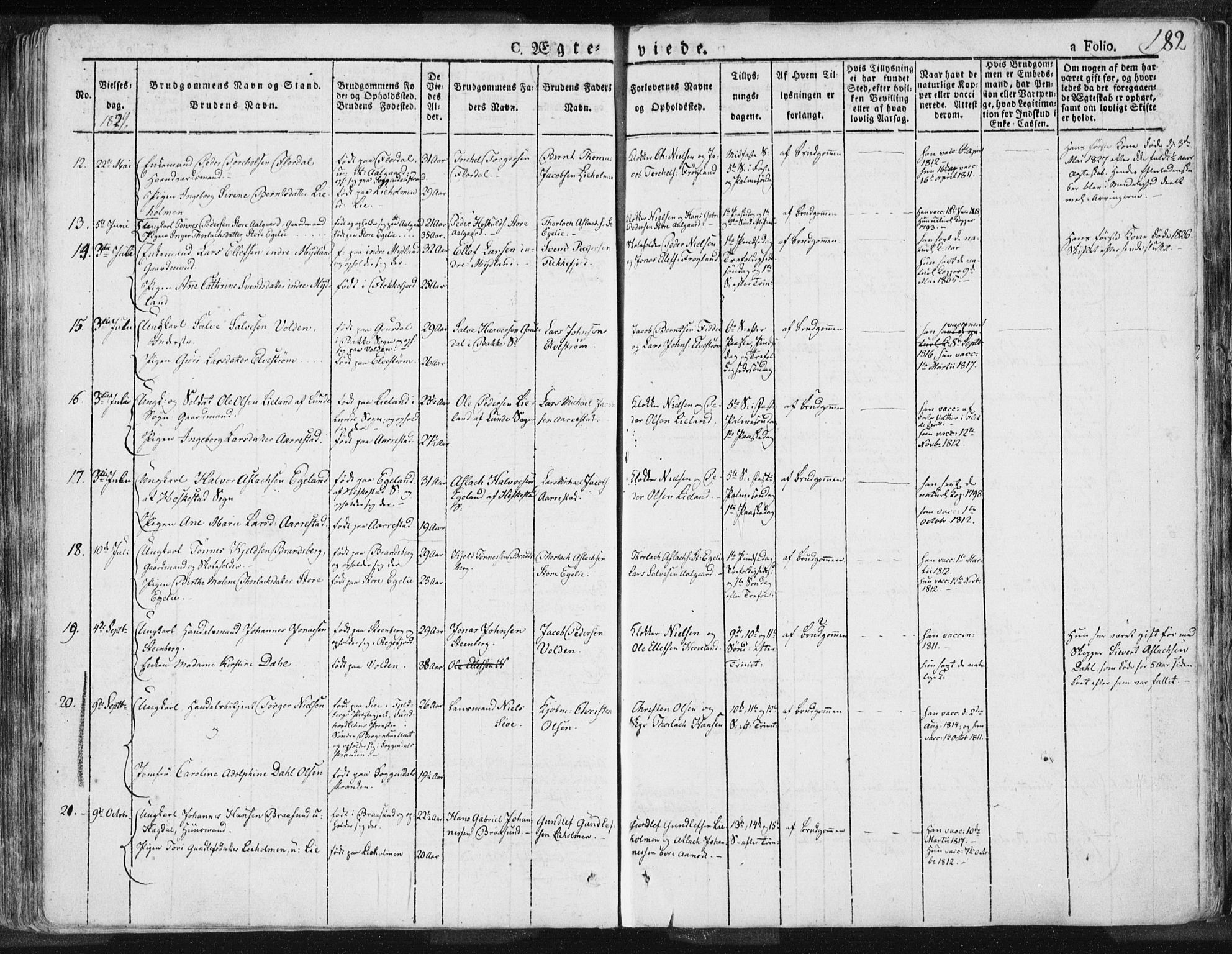 Sokndal sokneprestkontor, AV/SAST-A-101808: Parish register (official) no. A 7.1, 1826-1842, p. 182