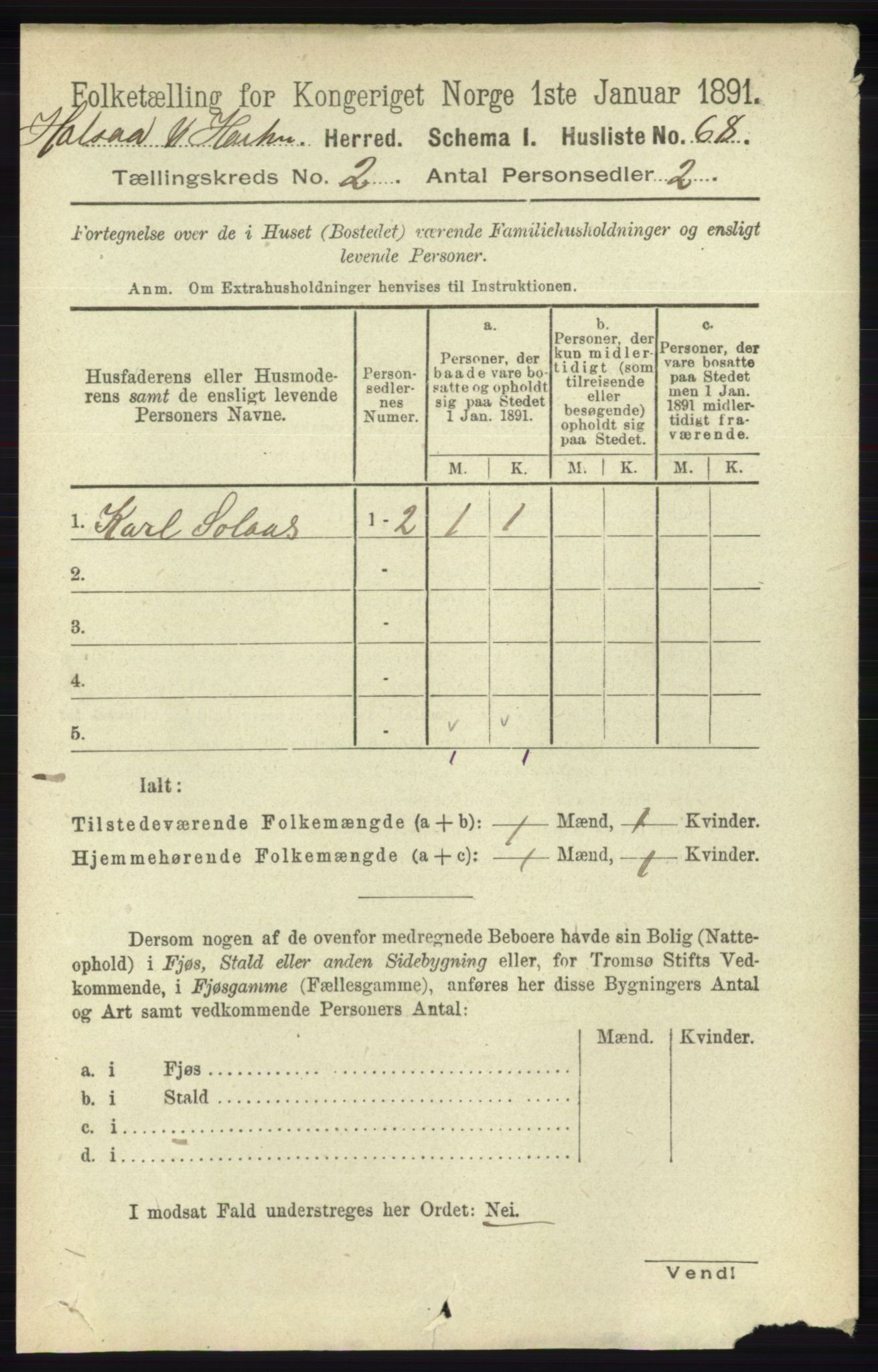 RA, 1891 census for 1019 Halse og Harkmark, 1891, p. 523