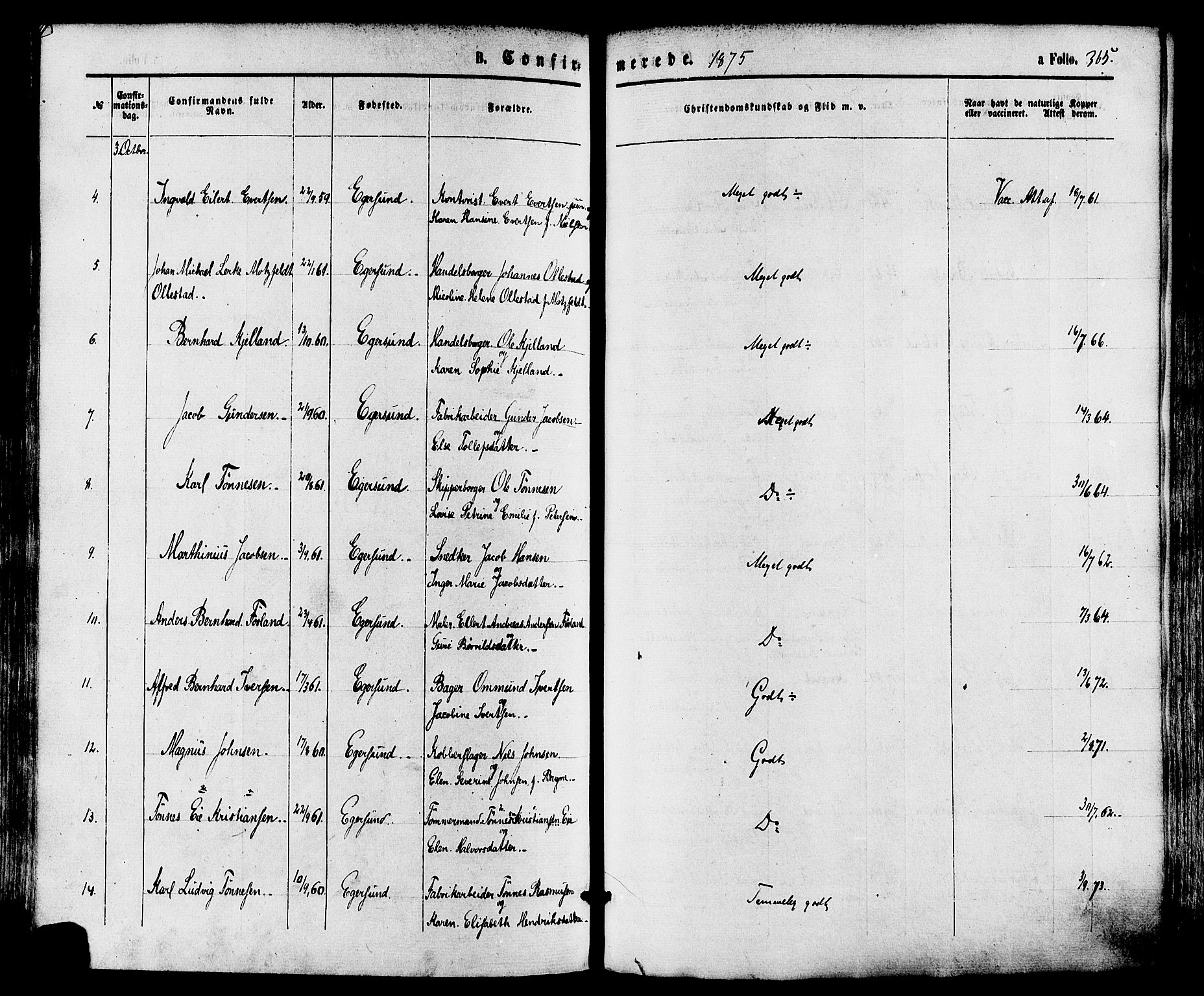 Eigersund sokneprestkontor, AV/SAST-A-101807/001/30/30BA/L0014: Parish register (official) no. A 13, 1866-1878, p. 365