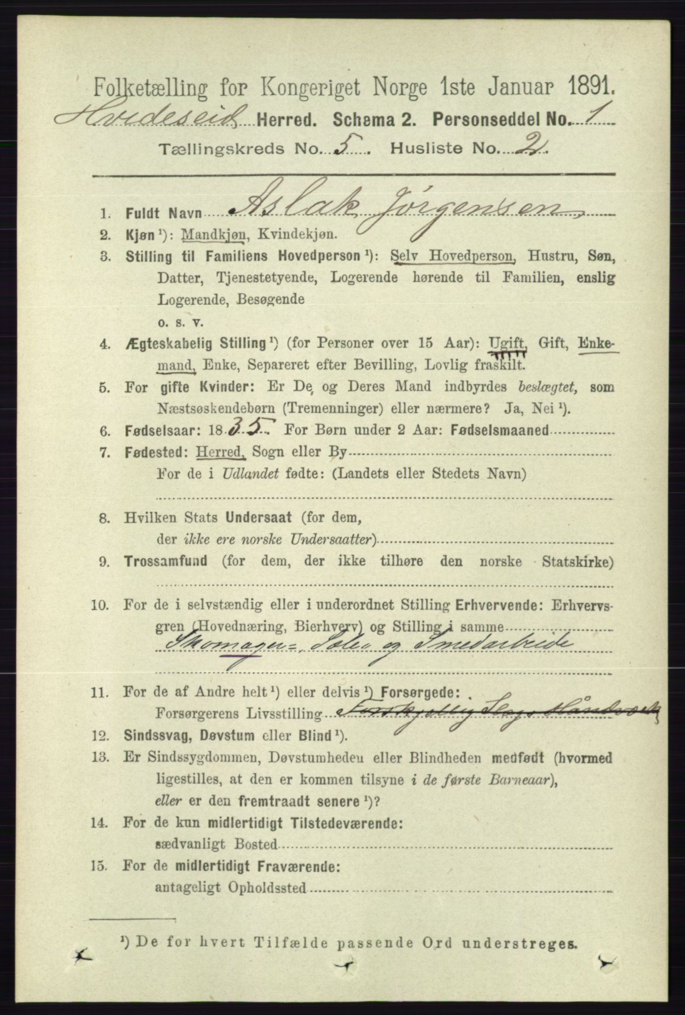 RA, 1891 census for 0829 Kviteseid, 1891, p. 916