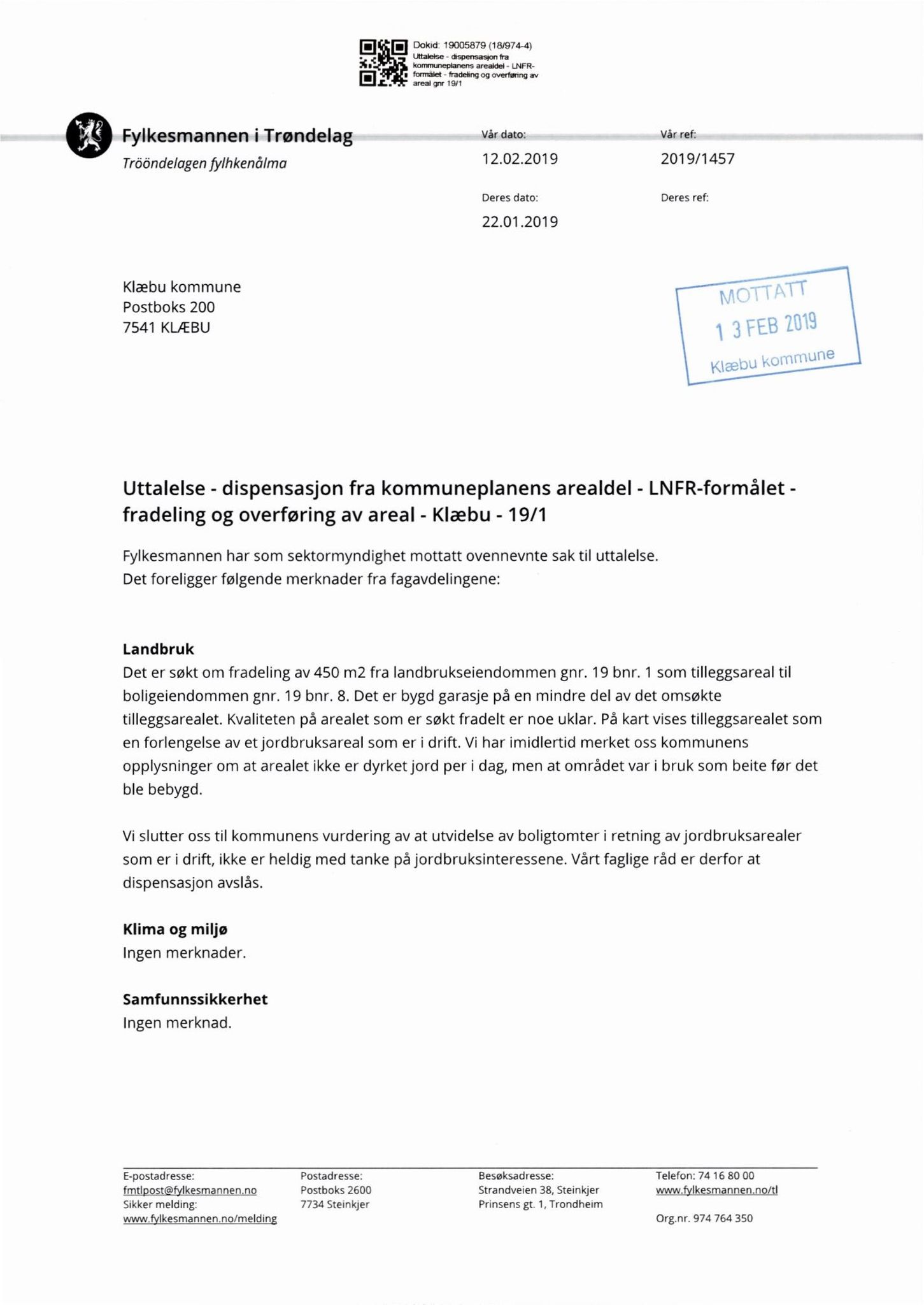 Klæbu Kommune, TRKO/KK/06-UM/L006: Utvalg for miljø - Møtedokumenter 2019, 2019, p. 84