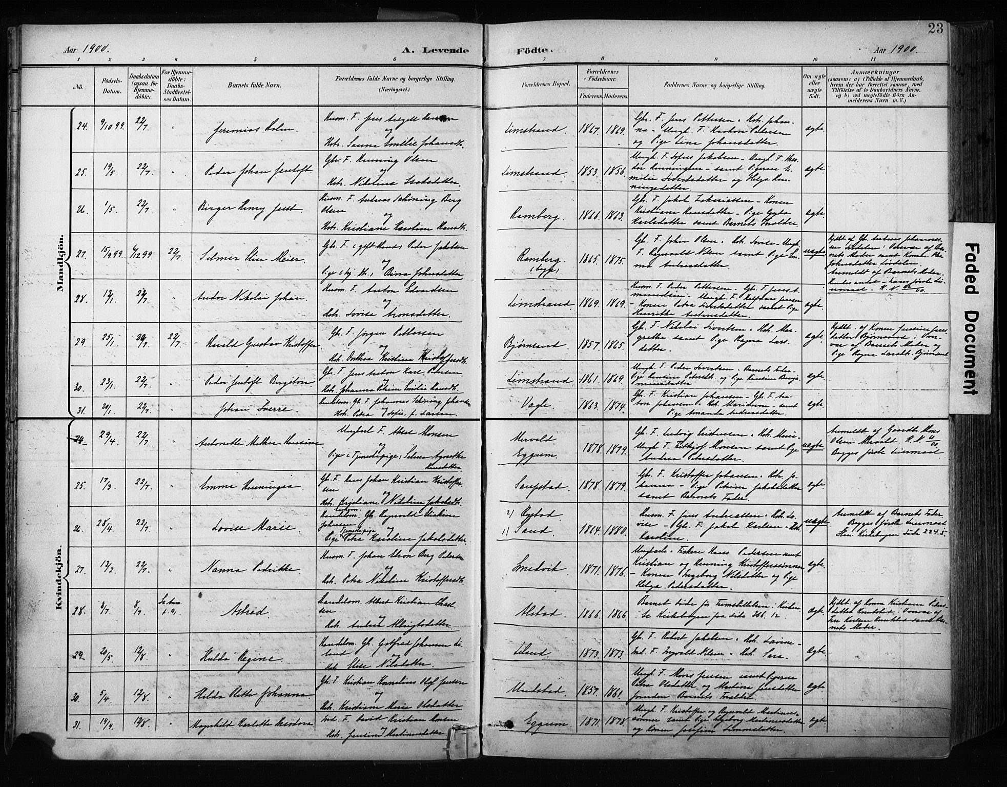 Ministerialprotokoller, klokkerbøker og fødselsregistre - Nordland, SAT/A-1459/880/L1134: Parish register (official) no. 880A08, 1899-1908, p. 23