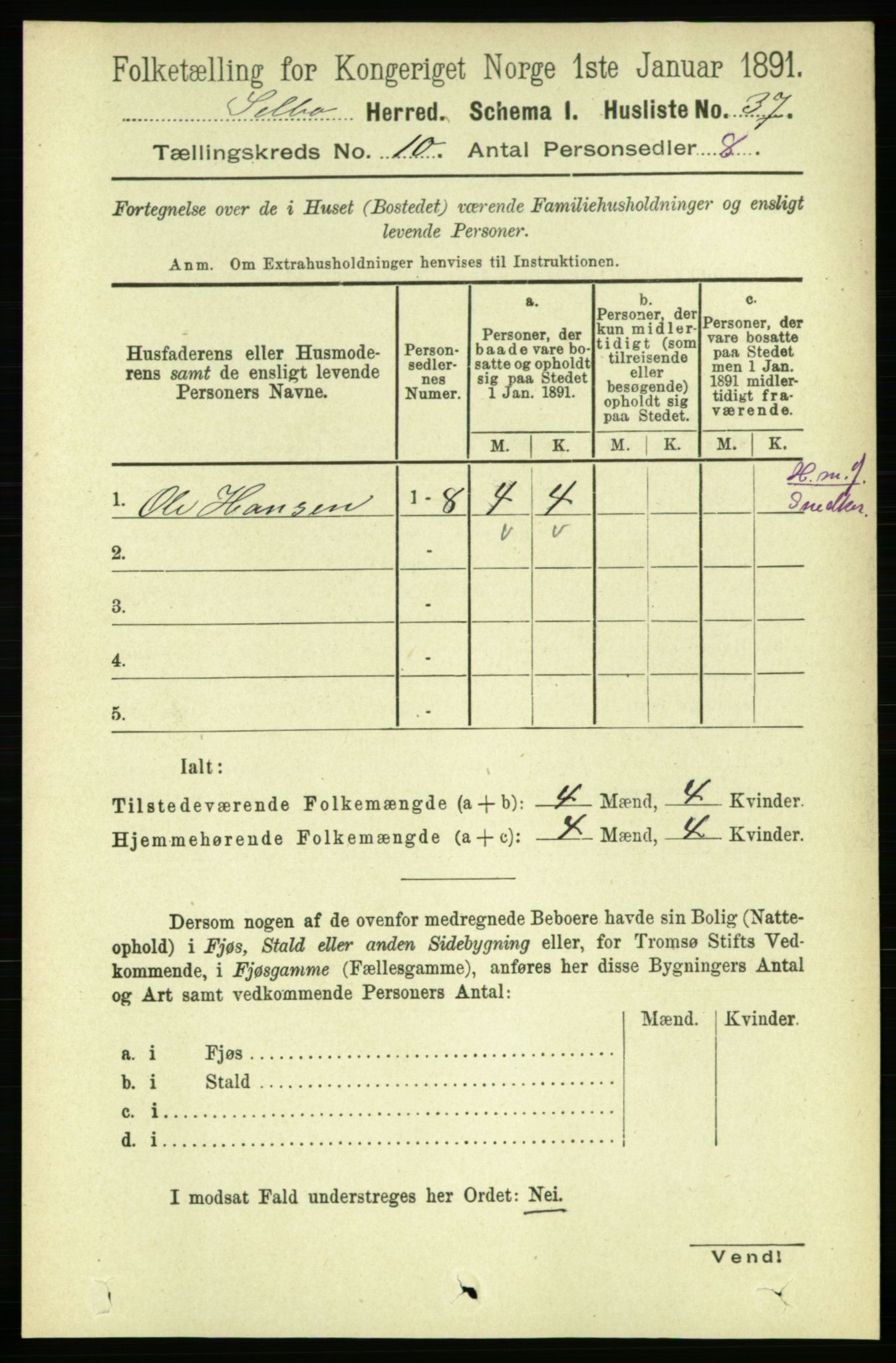 RA, 1891 census for 1664 Selbu, 1891, p. 3640