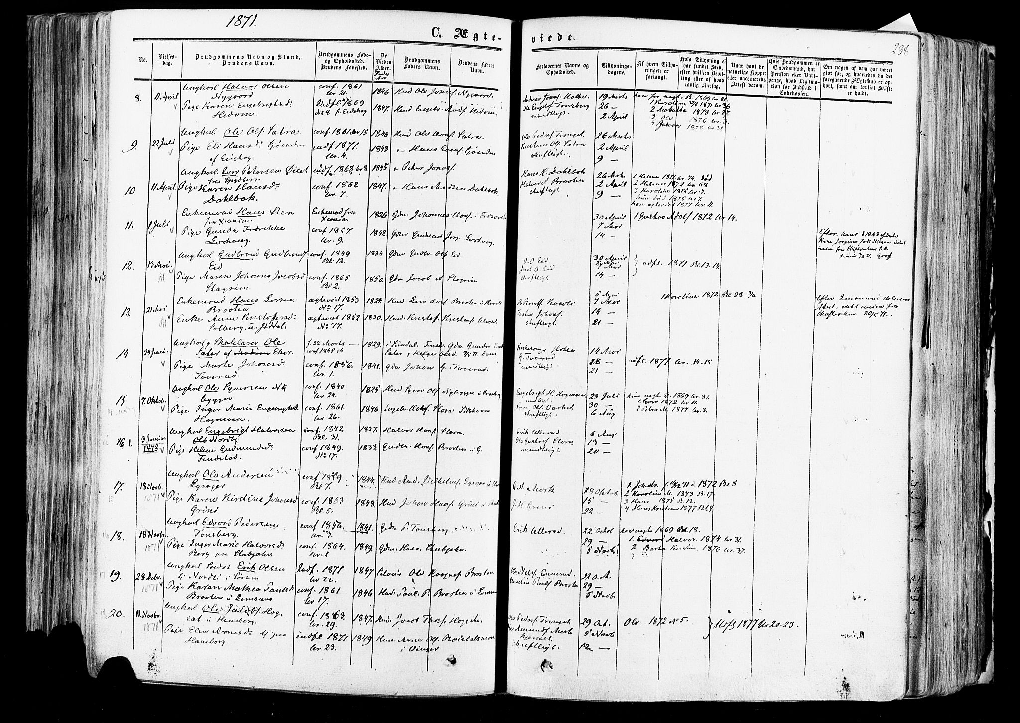 Aurskog prestekontor Kirkebøker, SAO/A-10304a/F/Fa/L0007: Parish register (official) no. I 7, 1854-1877, p. 238