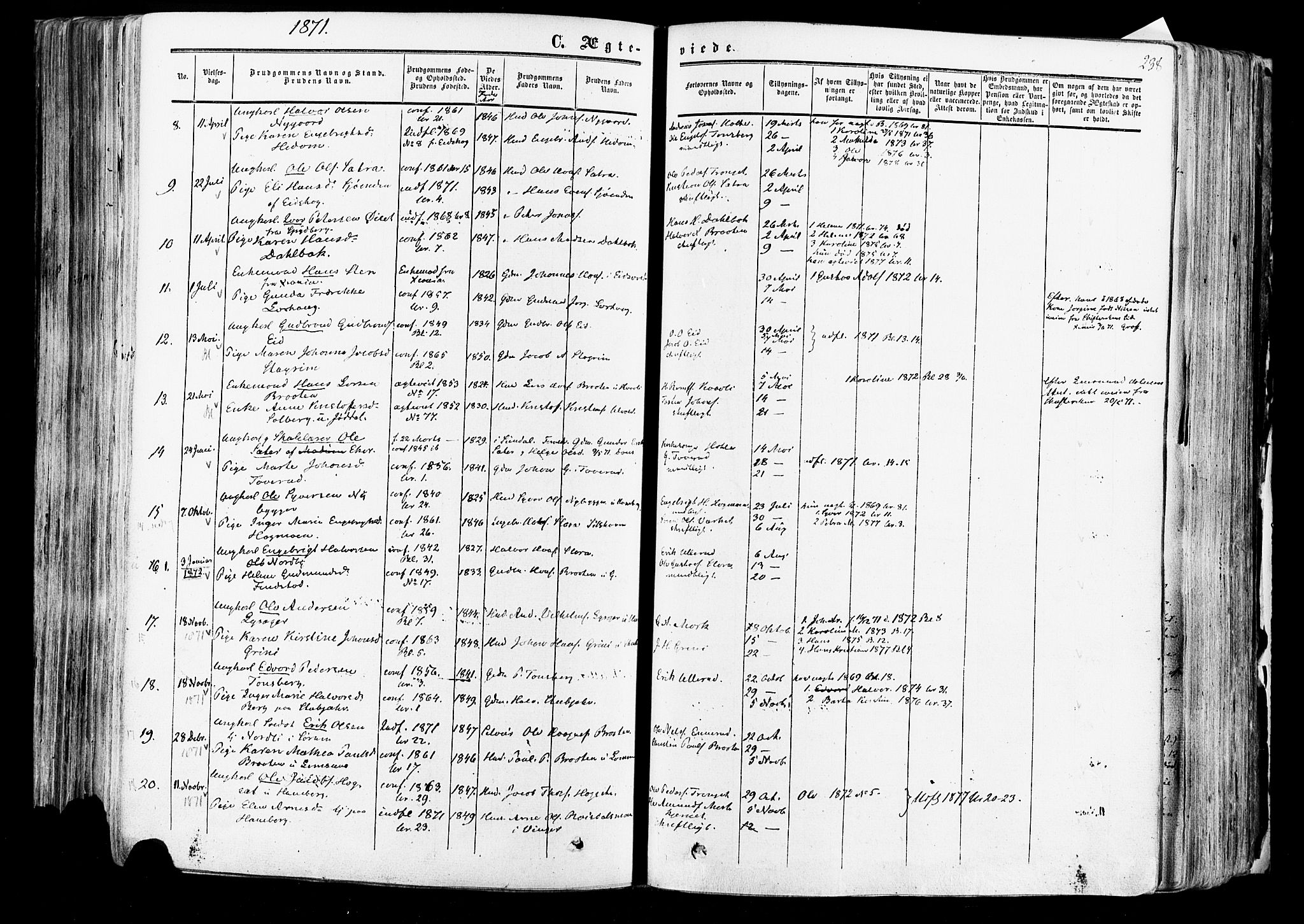 Aurskog prestekontor Kirkebøker, AV/SAO-A-10304a/F/Fa/L0007: Parish register (official) no. I 7, 1854-1877, p. 238