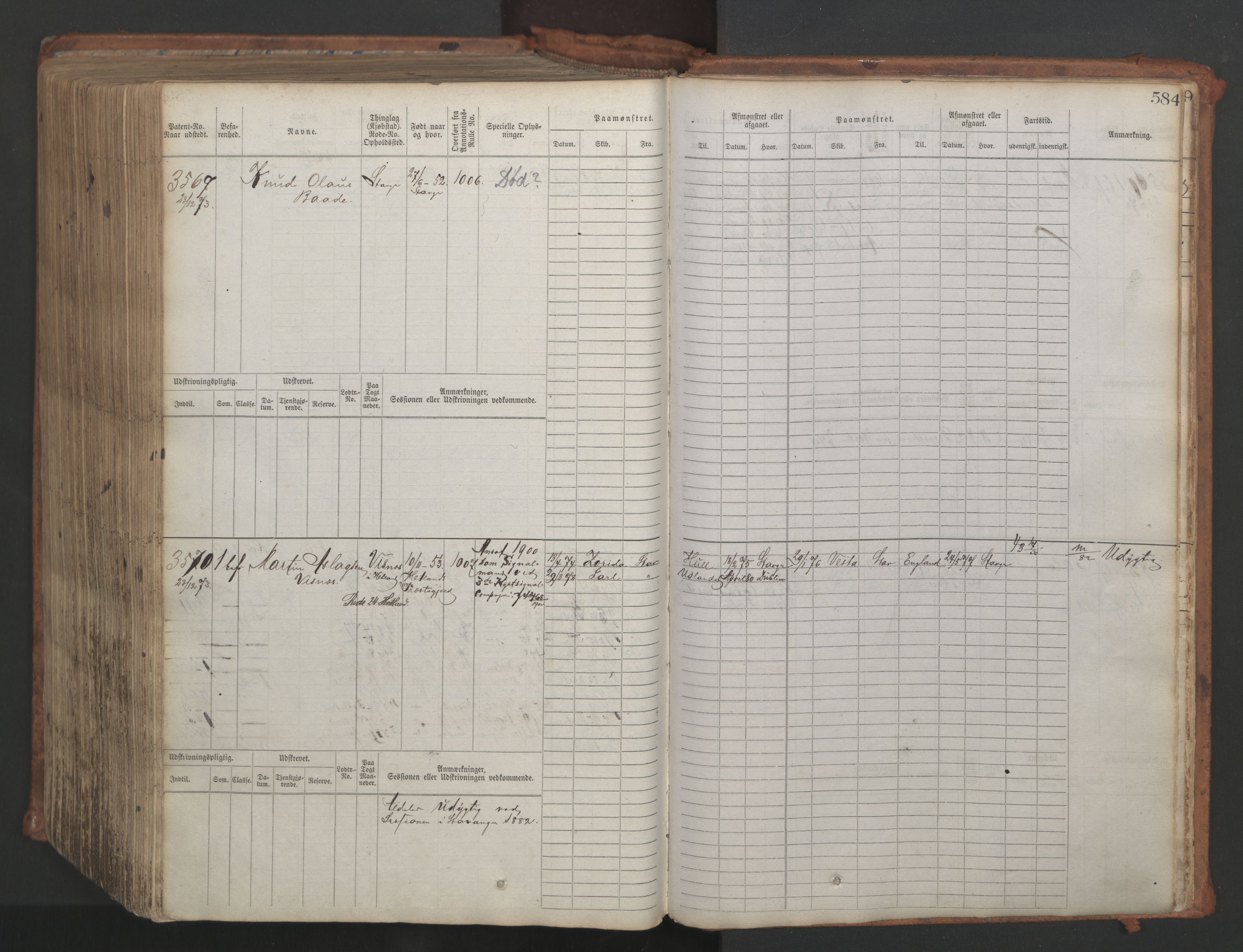 Stavanger sjømannskontor, AV/SAST-A-102006/F/Fb/Fbb/L0007: Sjøfartshovedrulle, patentnr. 2403-3604, 1869-1880, p. 641