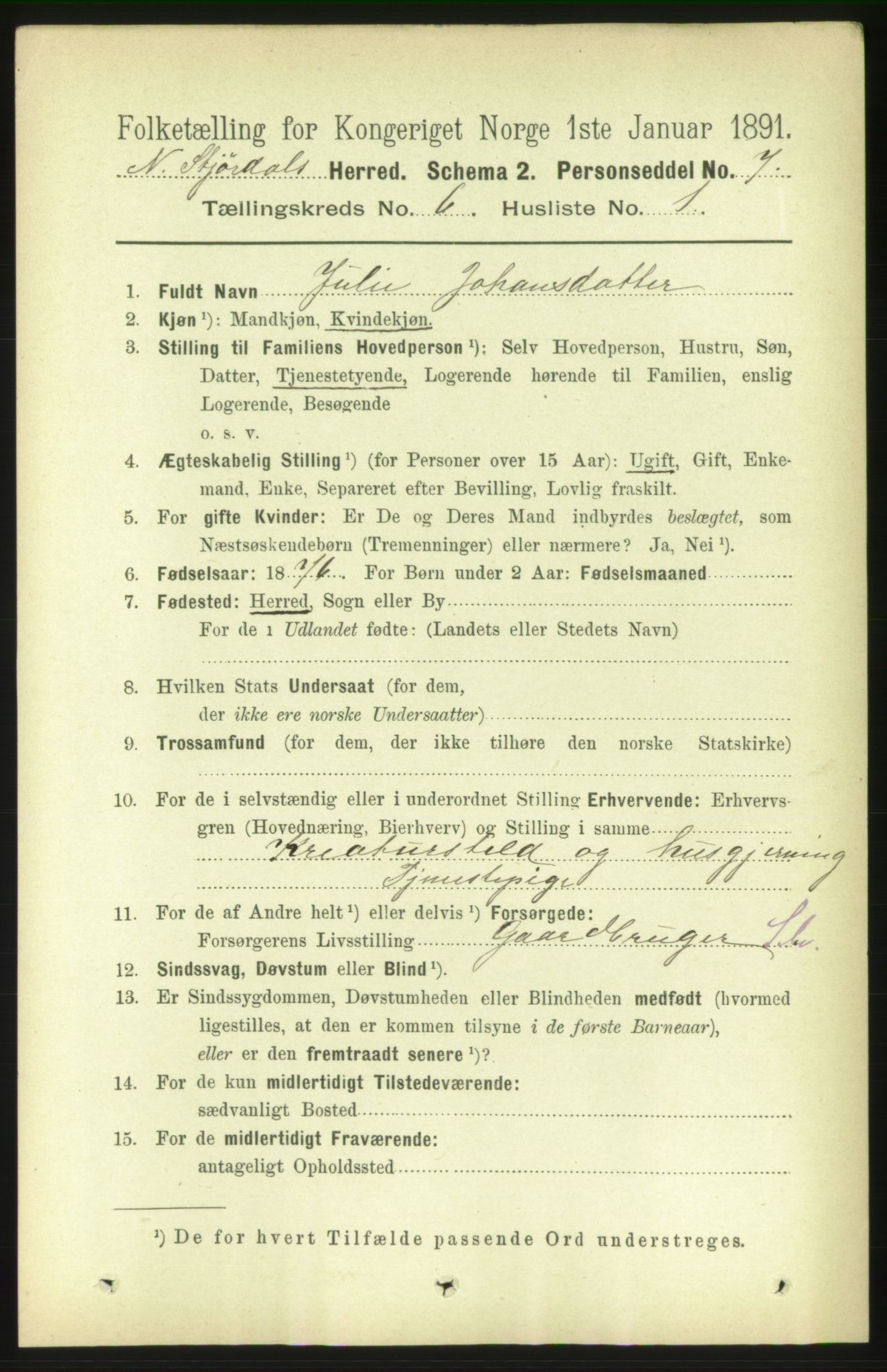 RA, 1891 census for 1714 Nedre Stjørdal, 1891, p. 2587