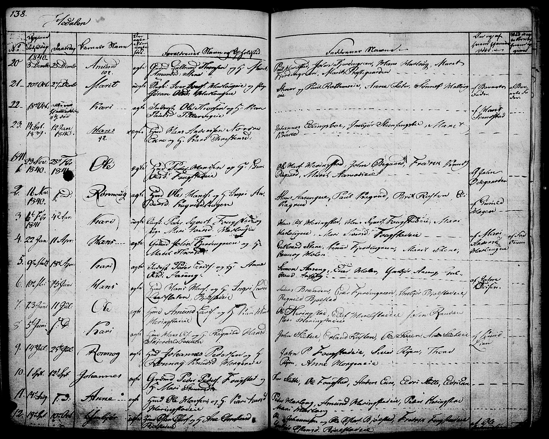 Vågå prestekontor, AV/SAH-PREST-076/H/Ha/Haa/L0004: Parish register (official) no. 4 /2, 1834-1842, p. 138