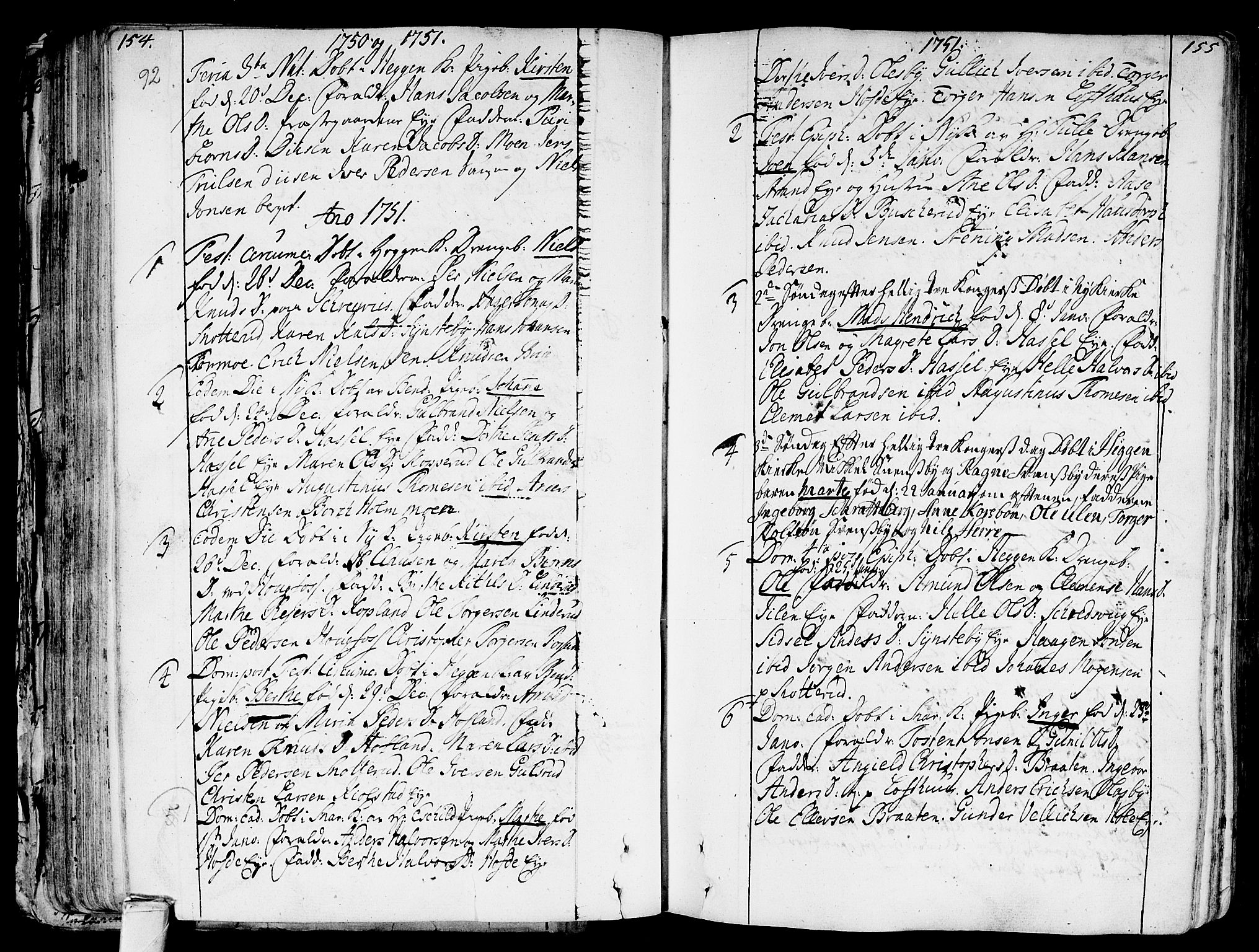 Modum kirkebøker, AV/SAKO-A-234/F/Fa/L0002: Parish register (official) no. 2, 1741-1782, p. 154-155