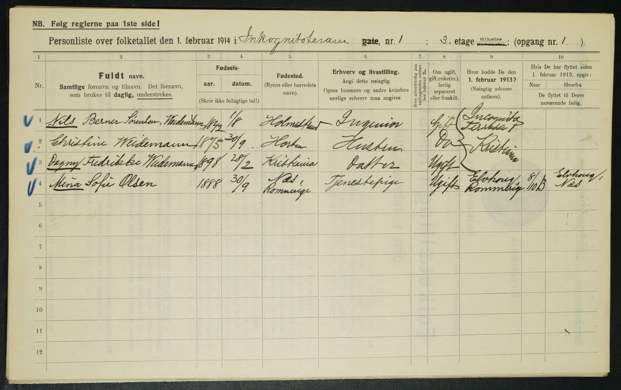 OBA, Municipal Census 1914 for Kristiania, 1914, p. 44351