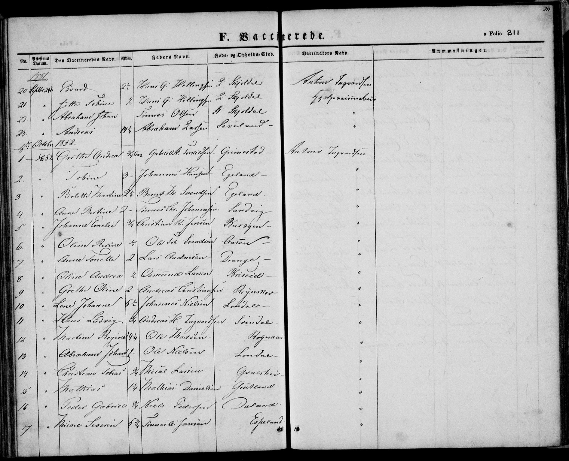 Herad sokneprestkontor, AV/SAK-1111-0018/F/Fa/Faa/L0004: Parish register (official) no. A 4, 1844-1853, p. 211